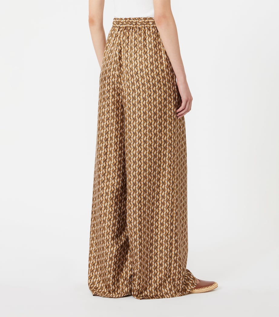 Max Mara Womens Silk Printed Drawstring Trousers Hazelnut Brown Image 4