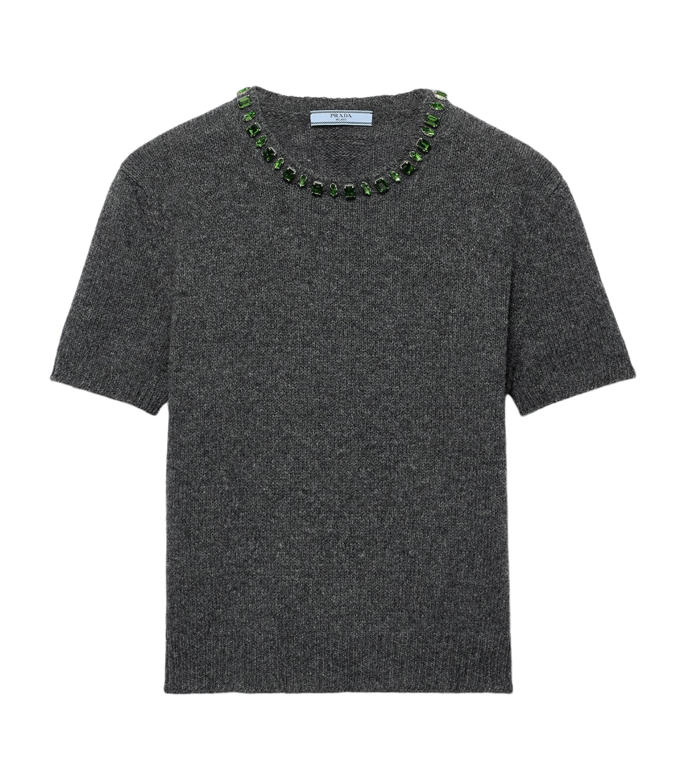 Prada Womens Wool-Cashmere Embellished Sweater Image 1