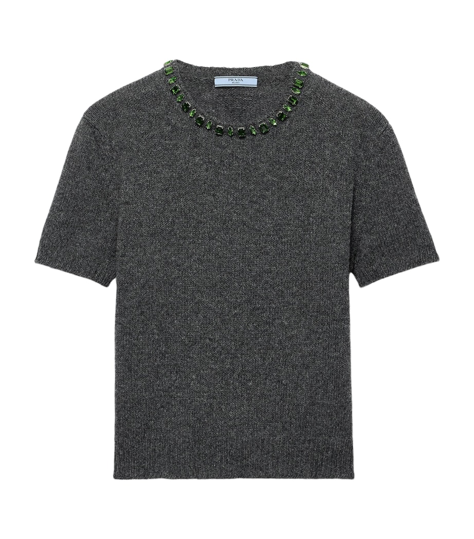 Prada Womens Wool-Cashmere Embellished Sweater Image 1