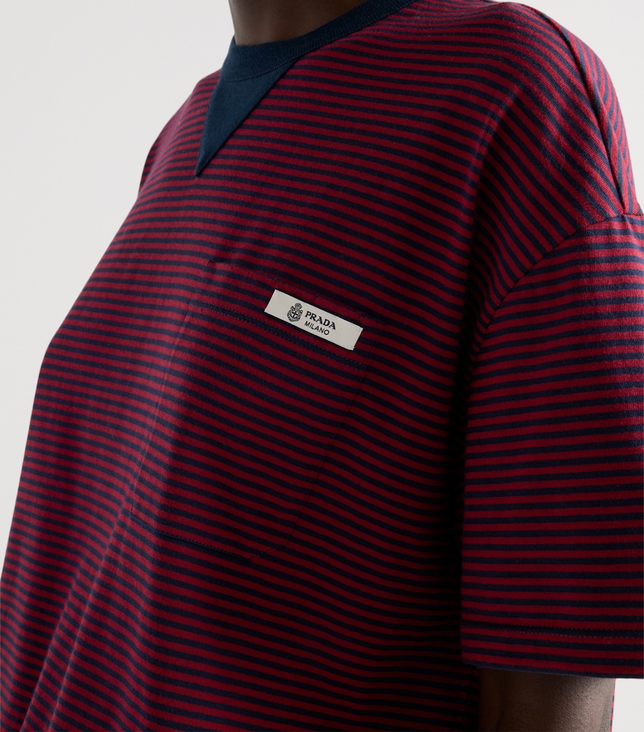 Cotton Stripe Oversized T-Shirt F0X57 Image 4