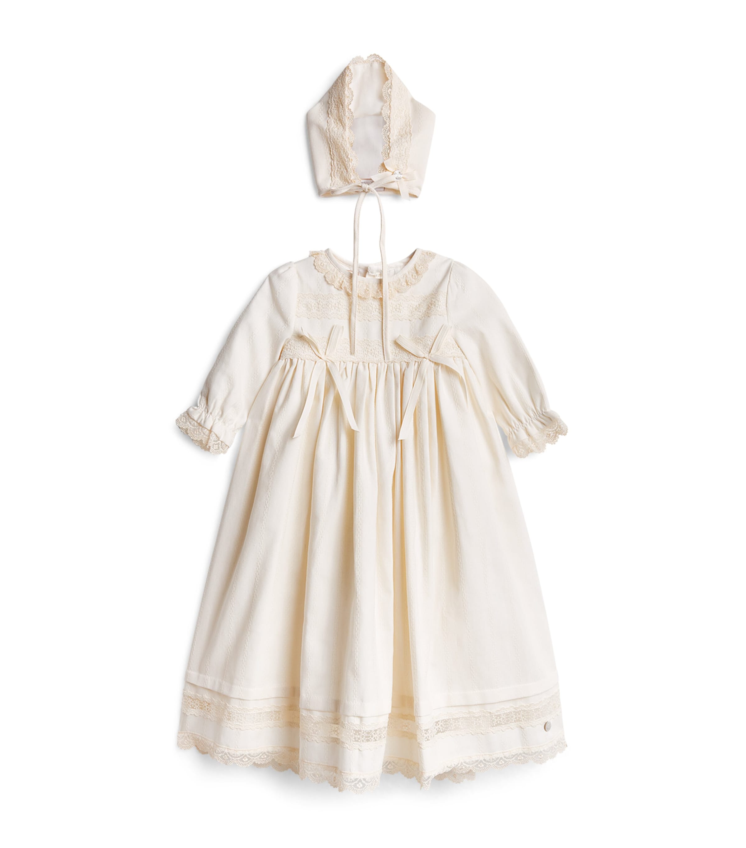 Paz Rodriguez Lace-Trim Dress and Bonnet Set (1-12 Months) Cream Image 1