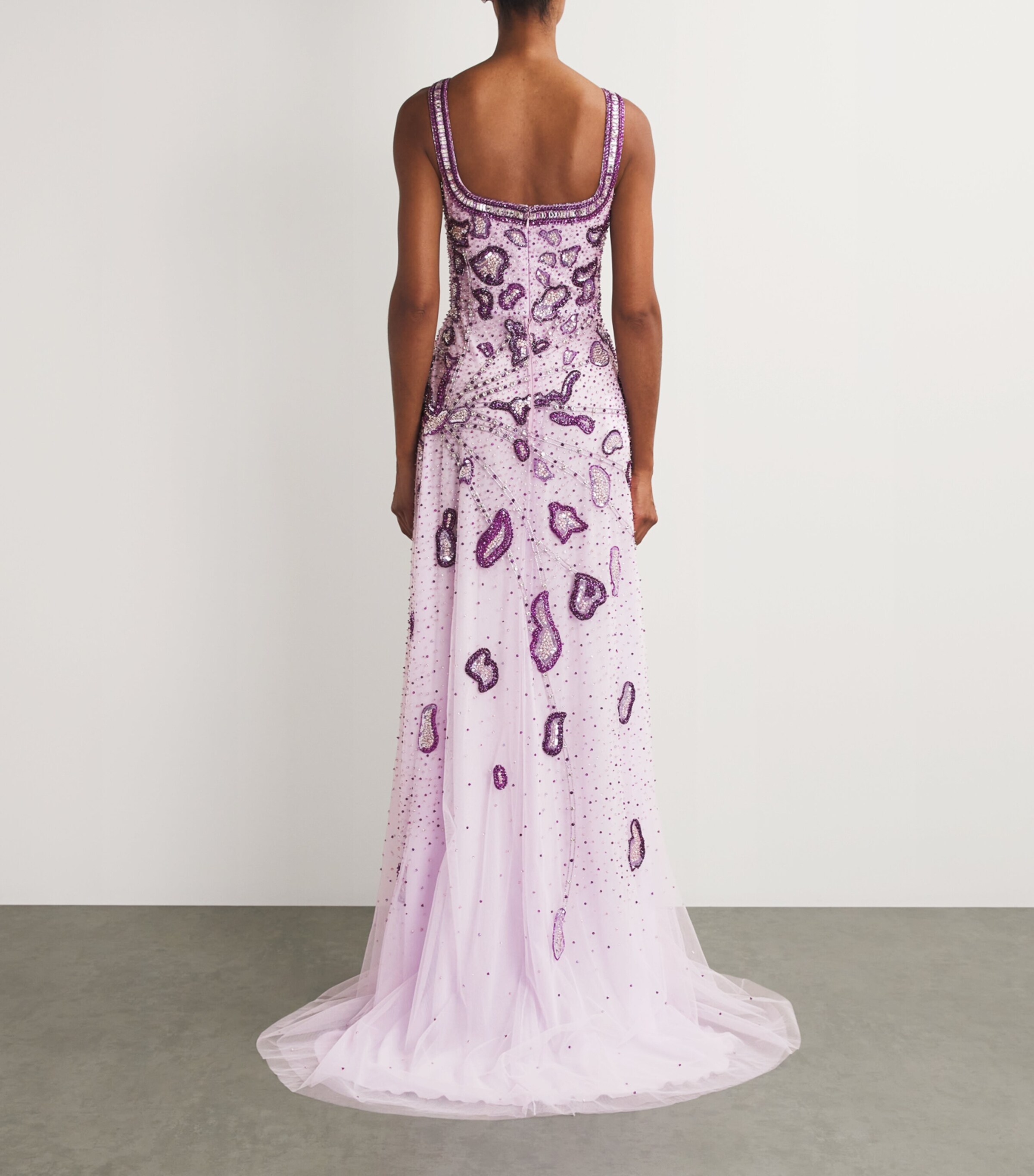 GEORGES HOBEIKA Womens Embellished Sleeveless Gown Orchid Prple Mix Image 3