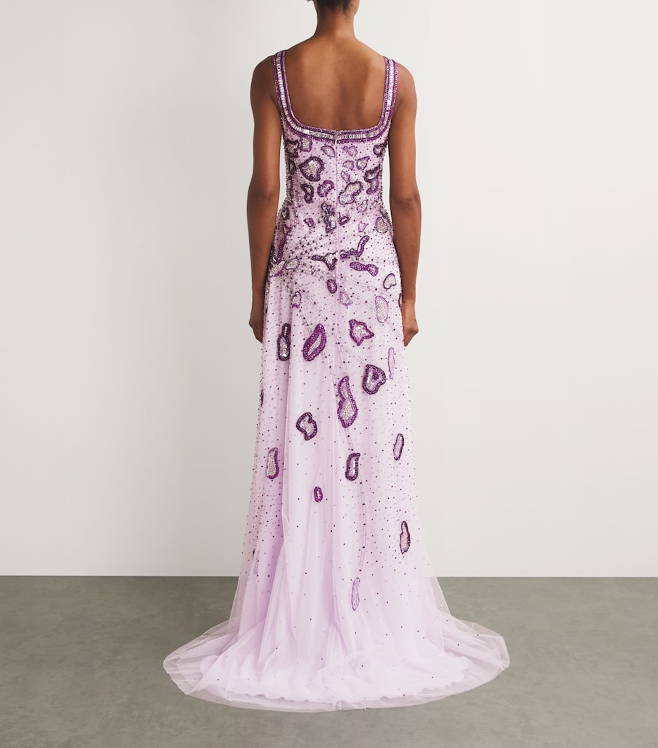 GEORGES HOBEIKA Womens Embellished Sleeveless Gown Orchid Prple Mix Image 3
