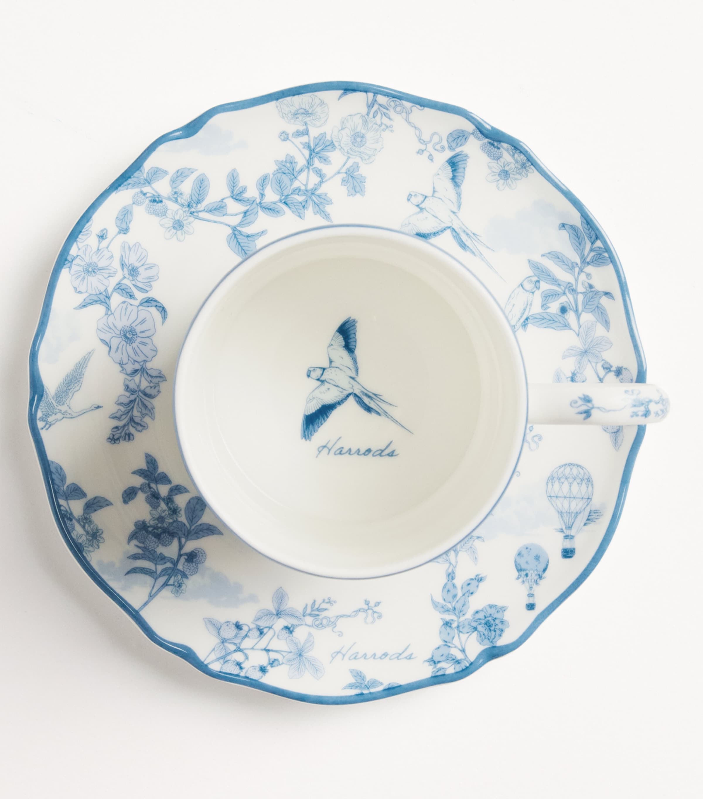 Harrods Fine Bone China Toile Espresso Cup and Saucer Blue Image 3