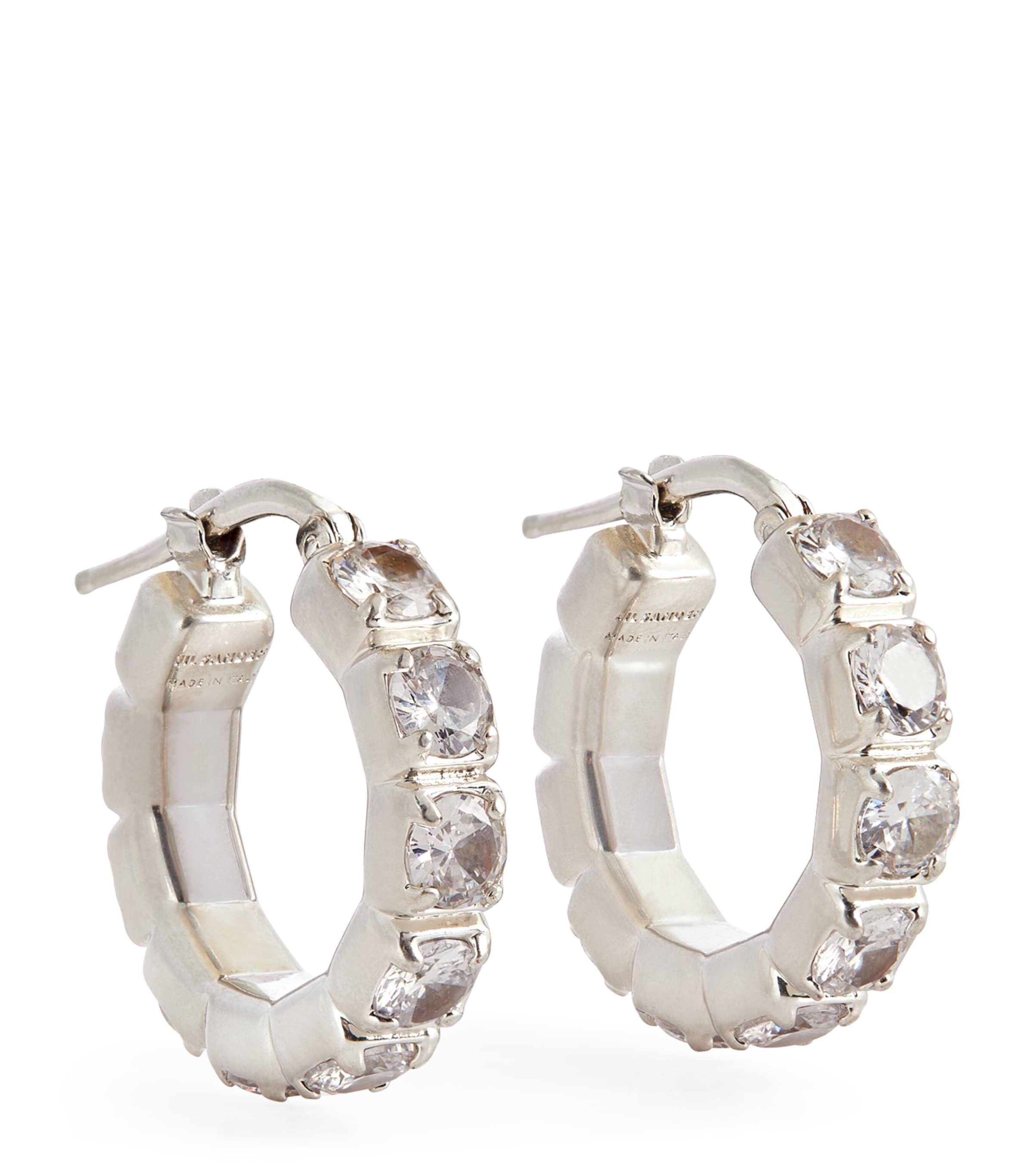 Jil Sander Crystal-embellished Hoop Earrings In Grey