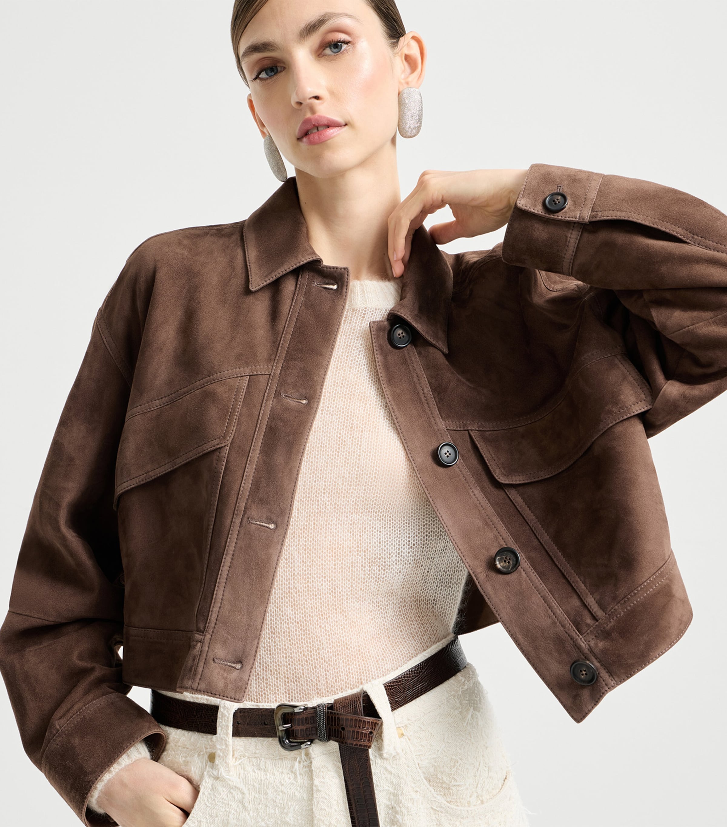 Suede Cropped Jacket C4219 Image 4