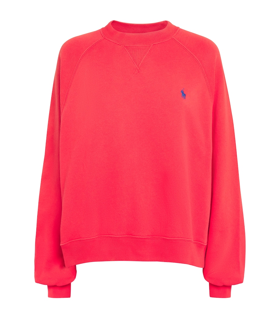 Polo Ralph Lauren Womens Cotton-Blend Polo Pony Sweatshirt Bright Hibiscus Image 1