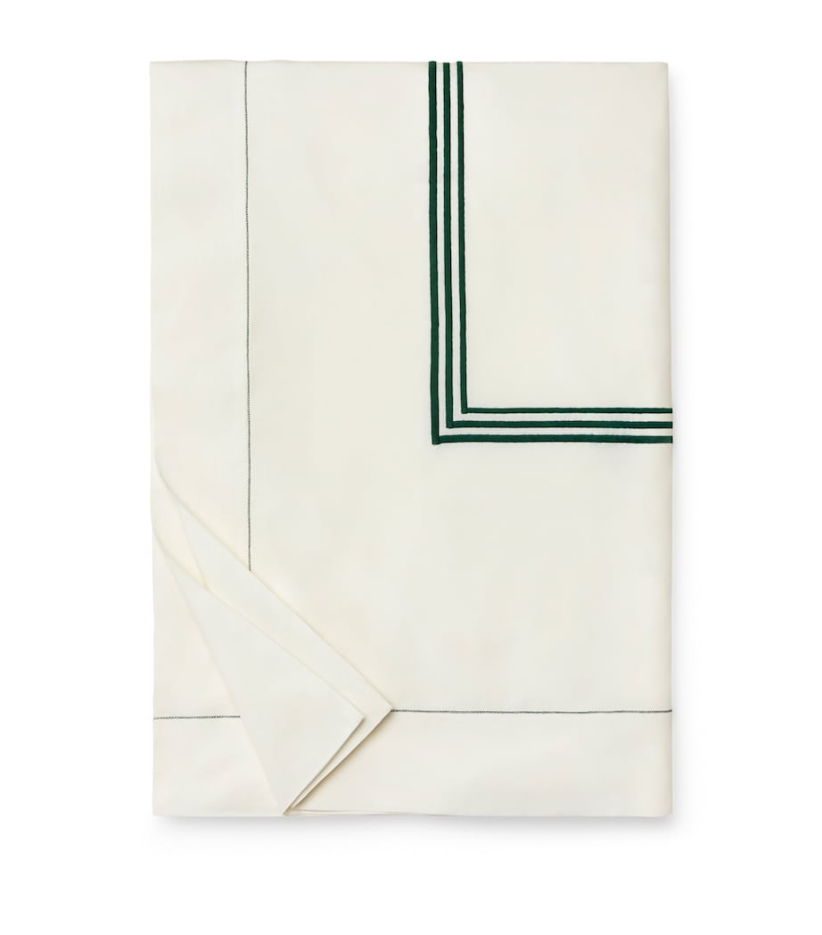 Pratesi Tre Righe Super King Duvet Cover (260cm x 220cm) Ivory/emerald Image 1
