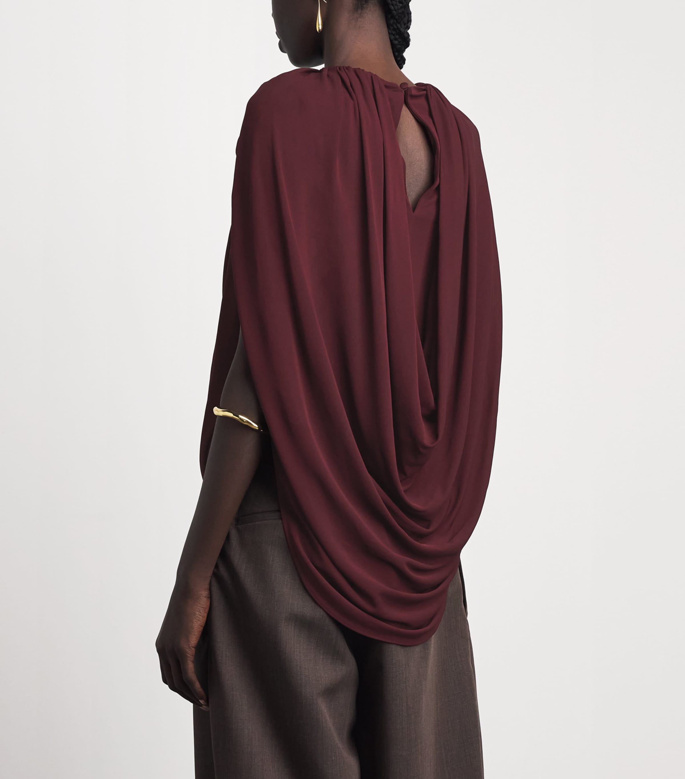 Brandon Maxwell Womens Draped Astor Top Wine Image 5