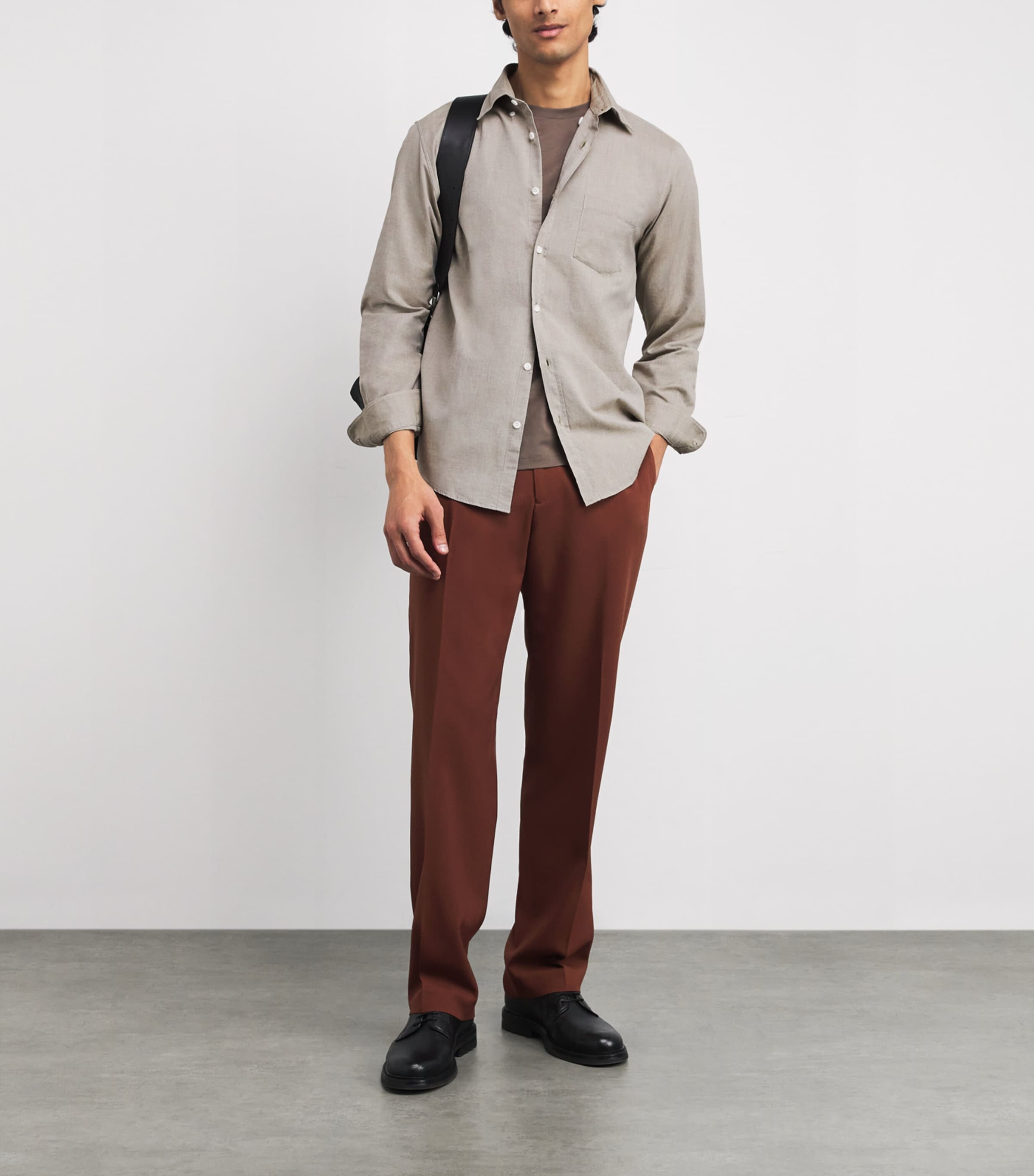 Brushed Cotton Oxford Shirt GNDX LIGHT KHAKI Image 2