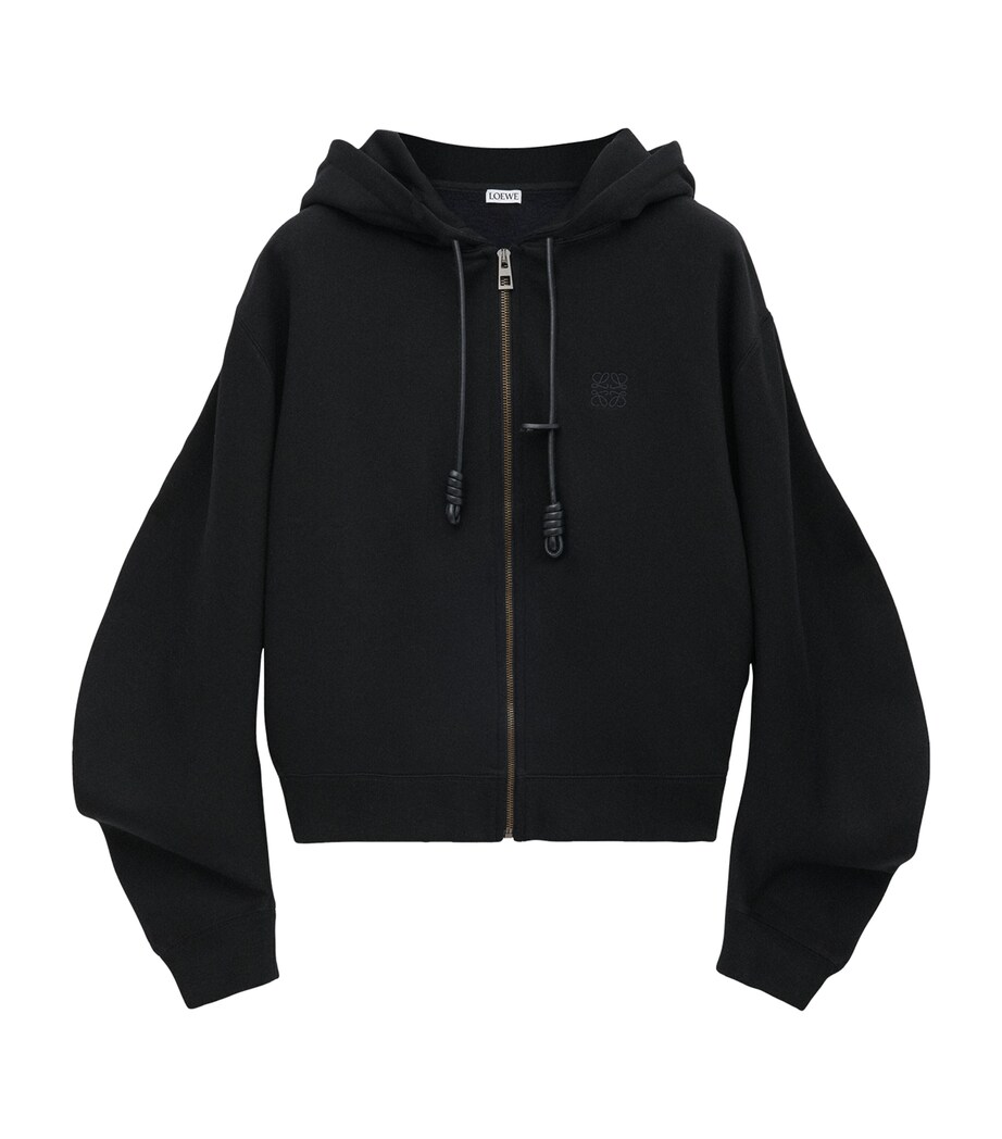 LOEWE Womens Cotton-Blend Flamenco Hoodie Black Image 1