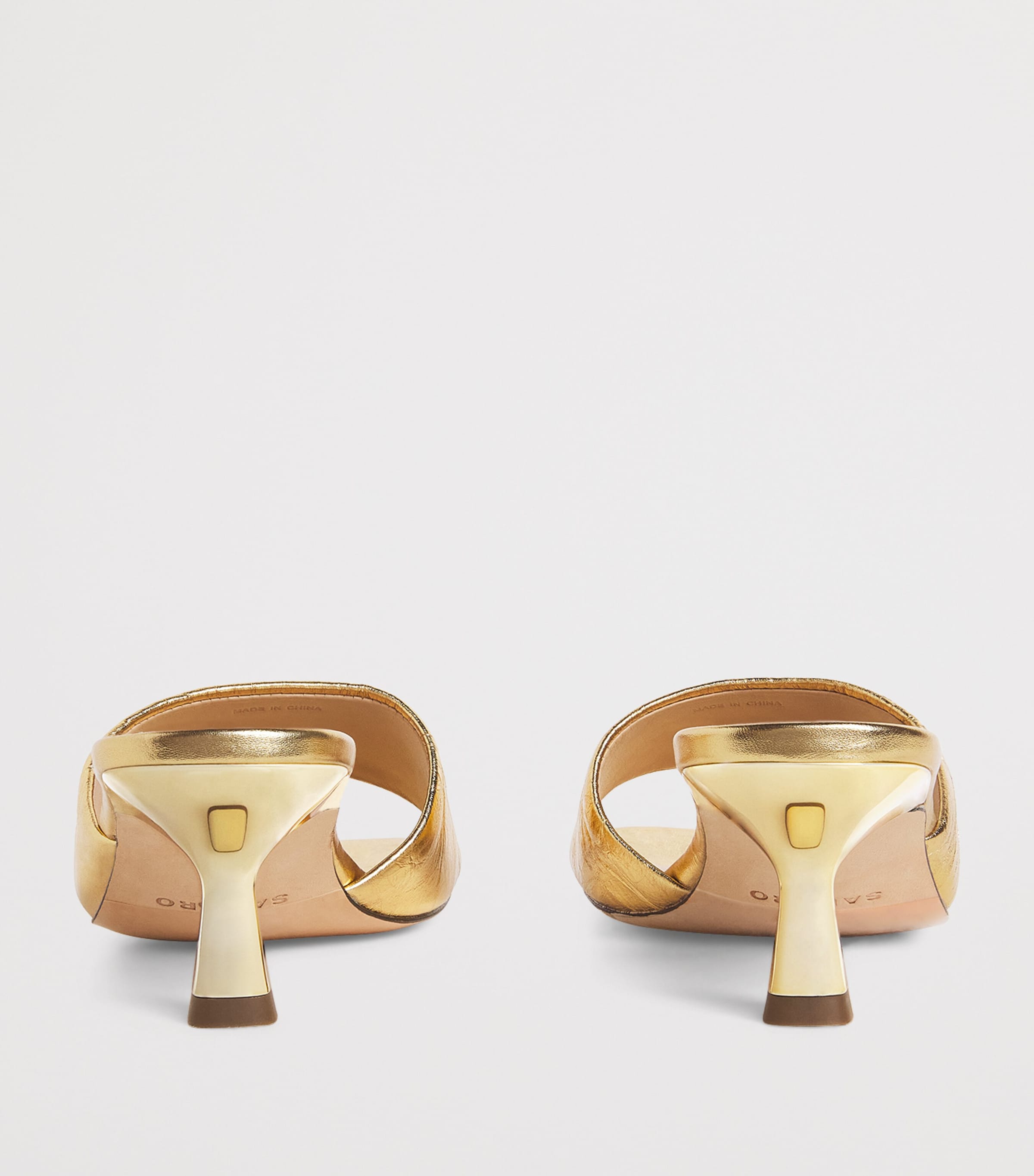 Sandro Paris Metallic Leather Heeled Mules 55 Gold Image 4