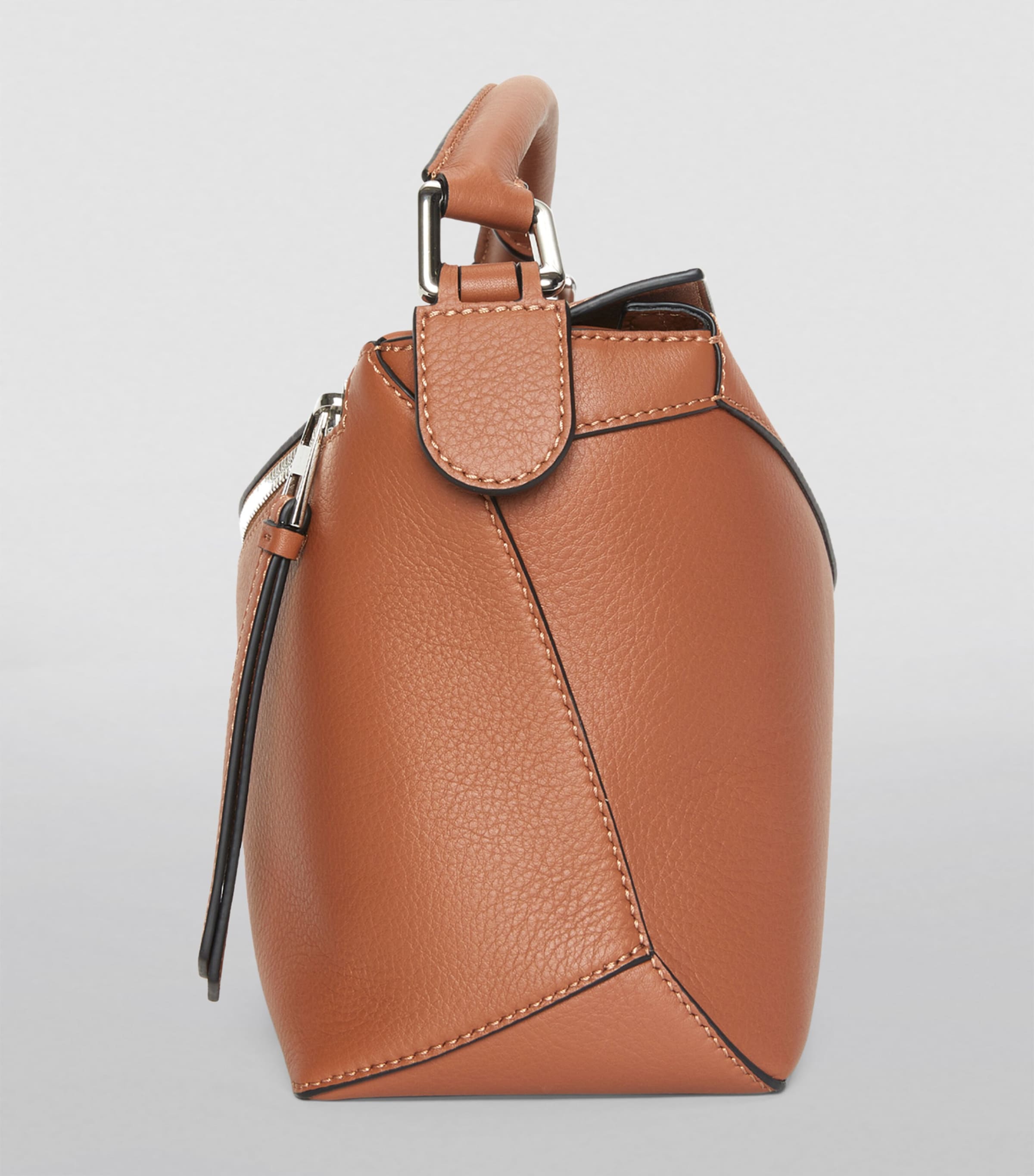 LOEWE Brown Small Leather Puzzle Edge Top-Handle Bag | Harrods US