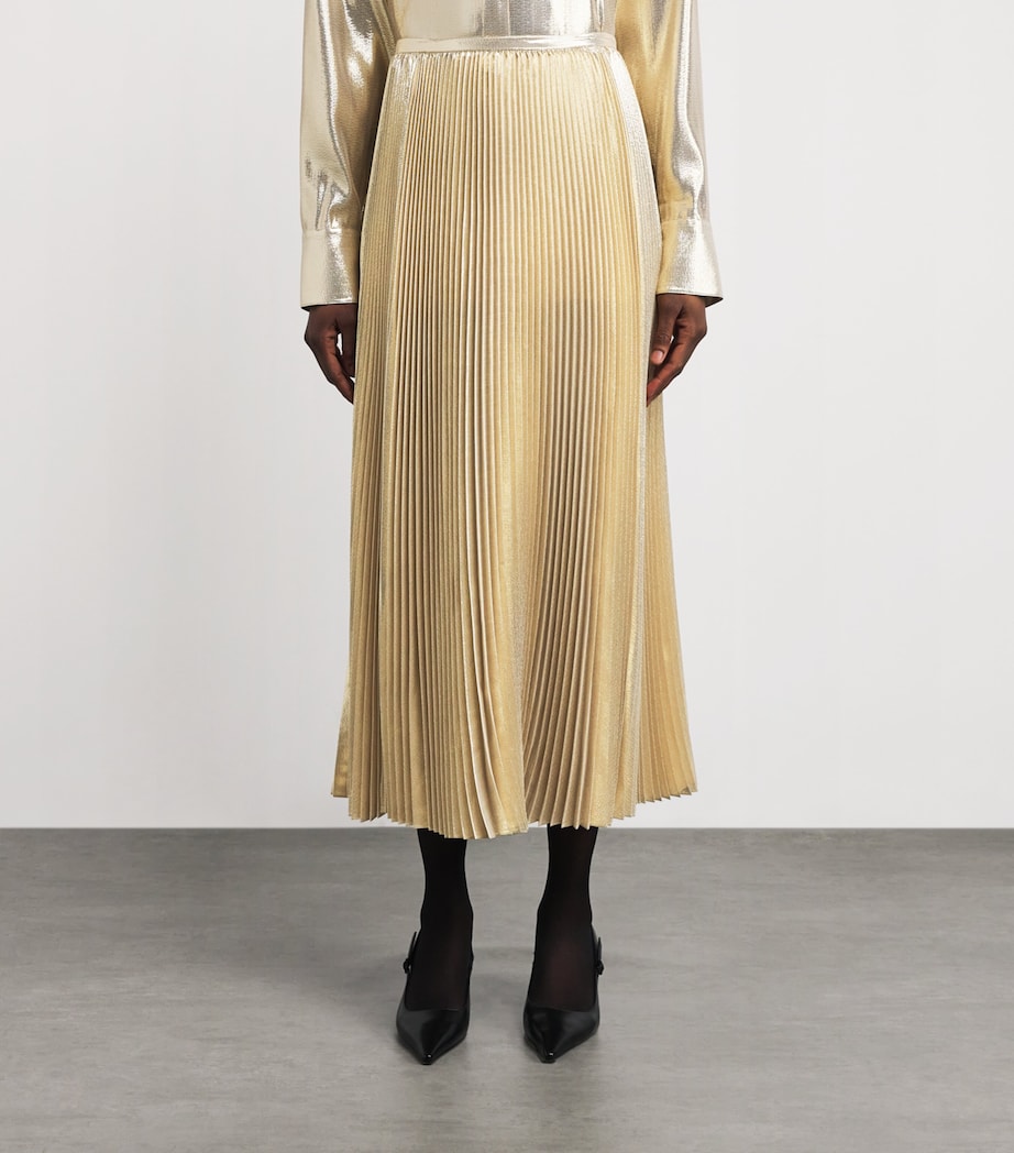 Silk-Blend Lamé Essai Midi Skirt GILT Image 3