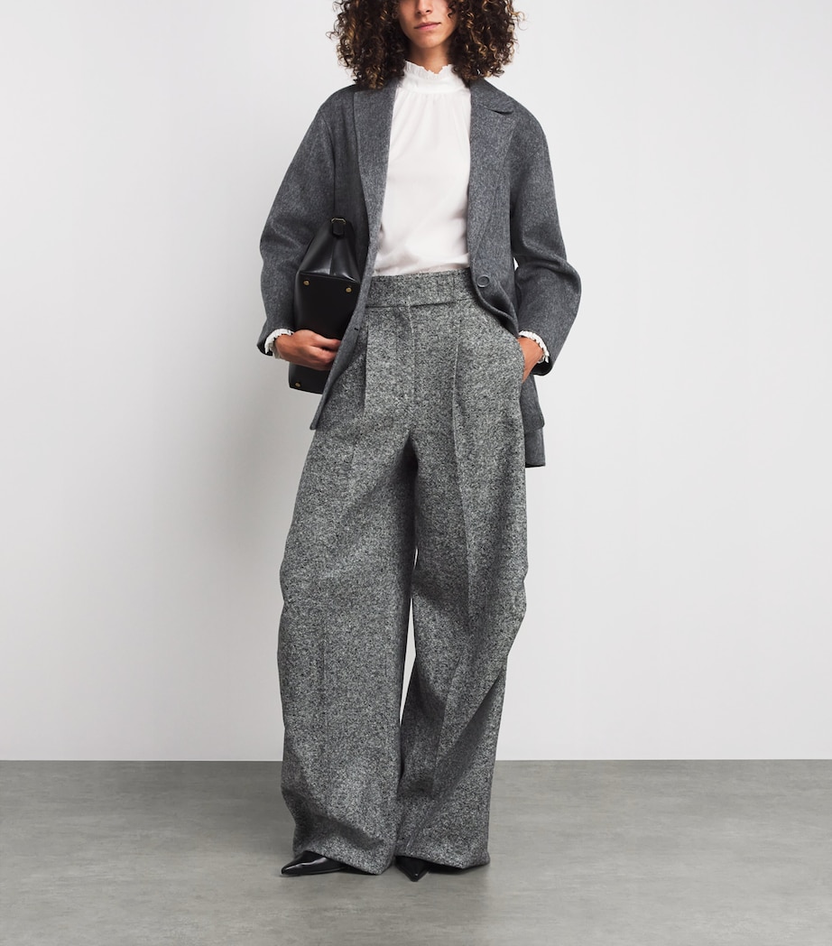 Wool-Silk Tweed Trousers WHITE BLACK Image 2