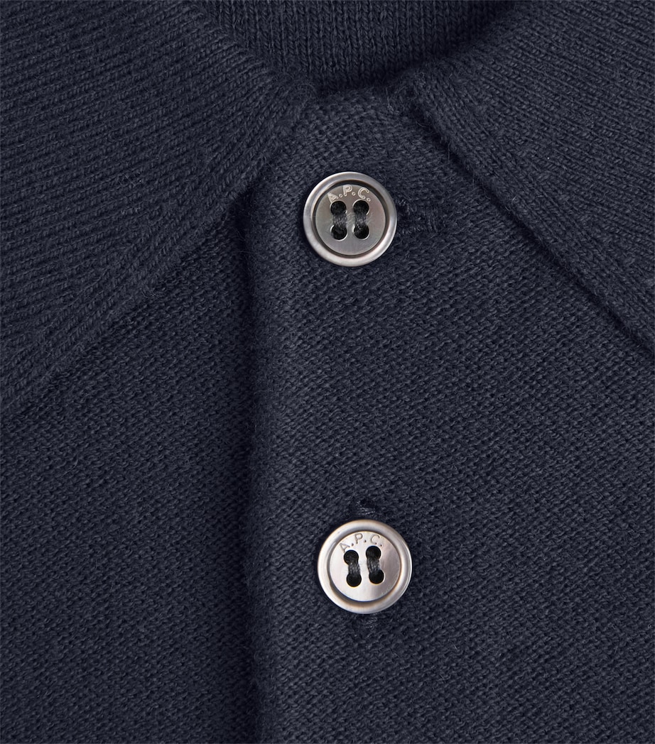 A.P.C. Mens Cotton-Cashmere Eliot Polo Shirt Iak Dark Navy Image 6