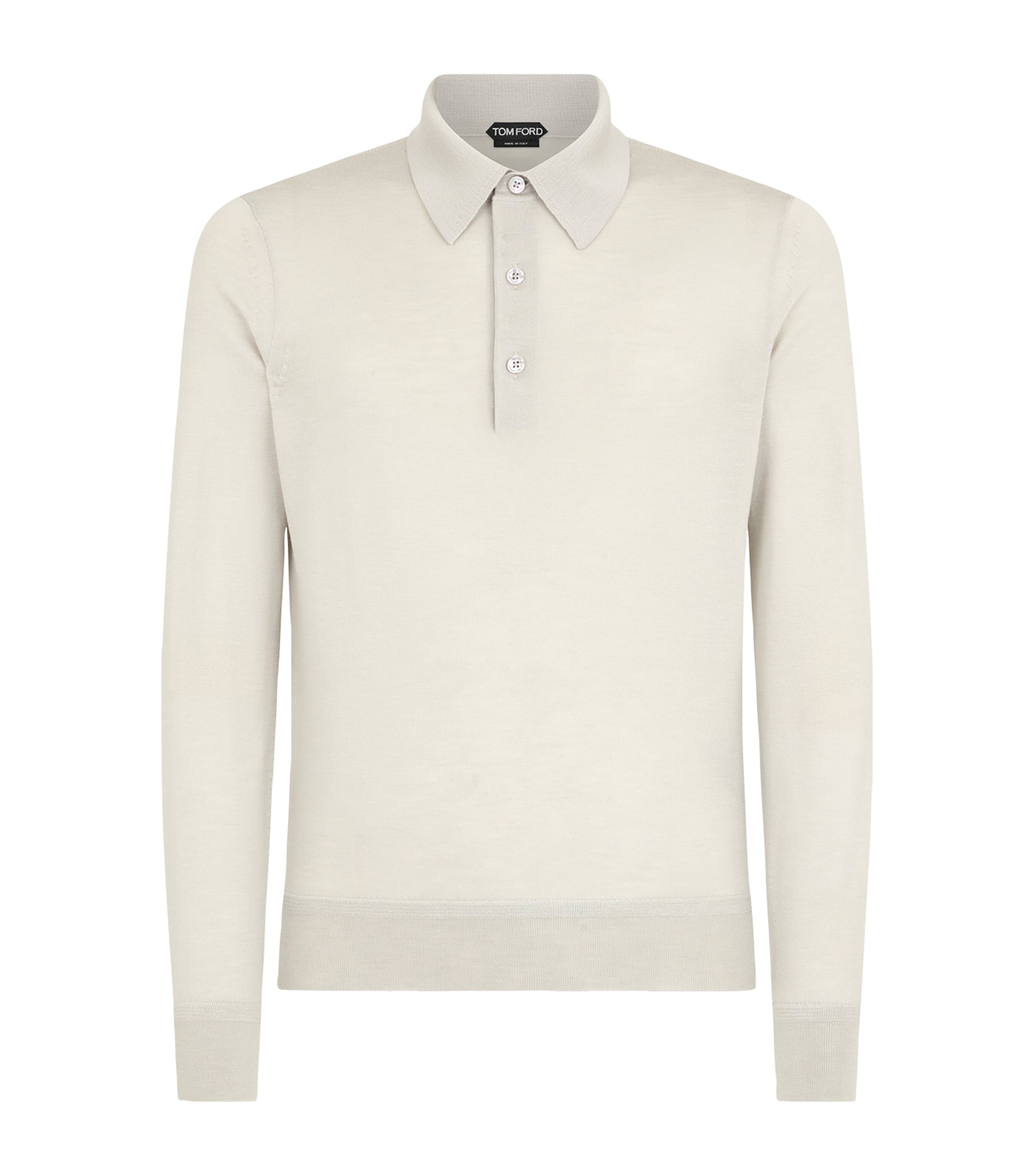 TOM FORD Mens Silk-Cashmere Long-Sleeve Polo Shirt Wae Image 1