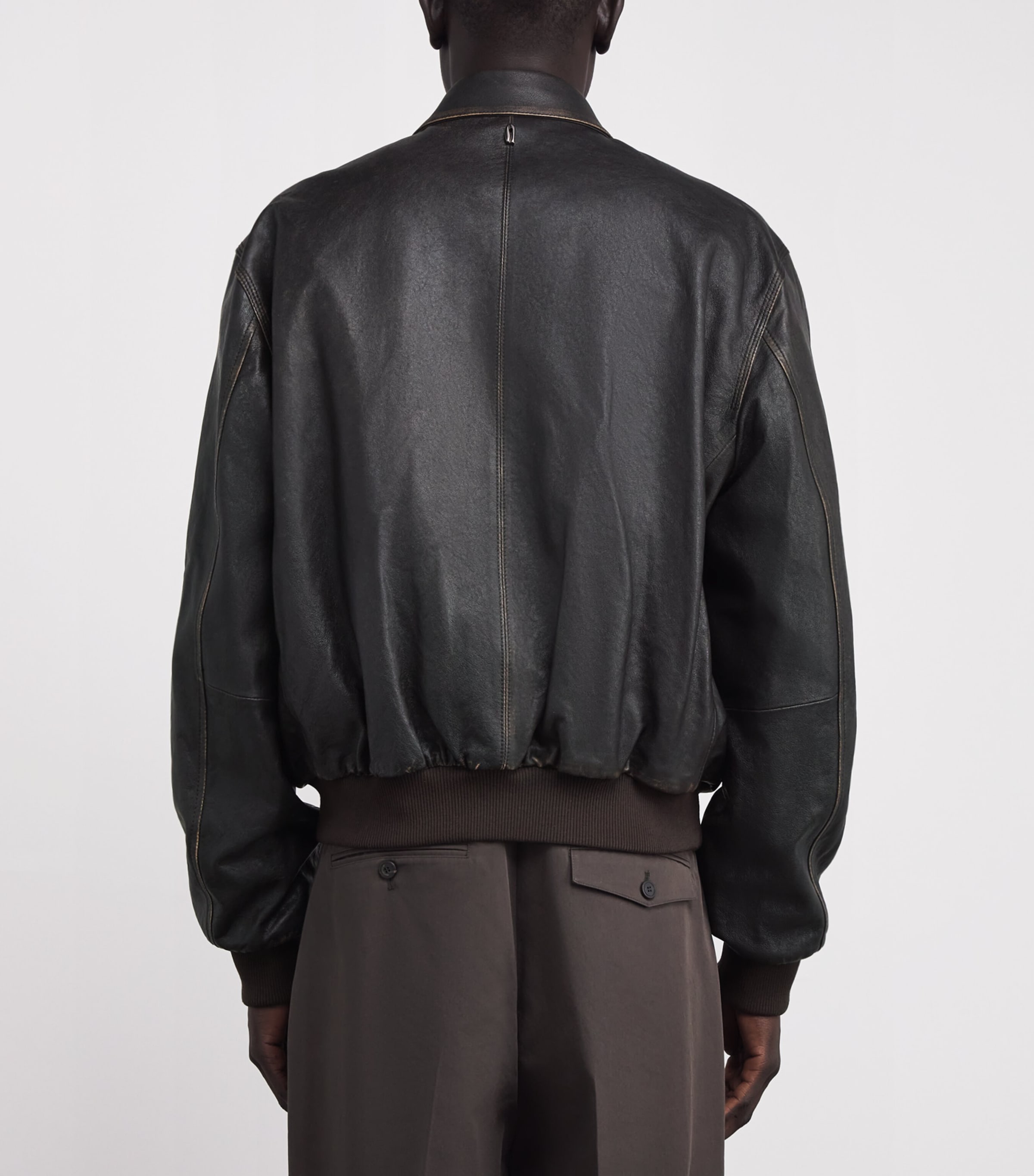 Leather Bomber Jacket BROWN Image 4