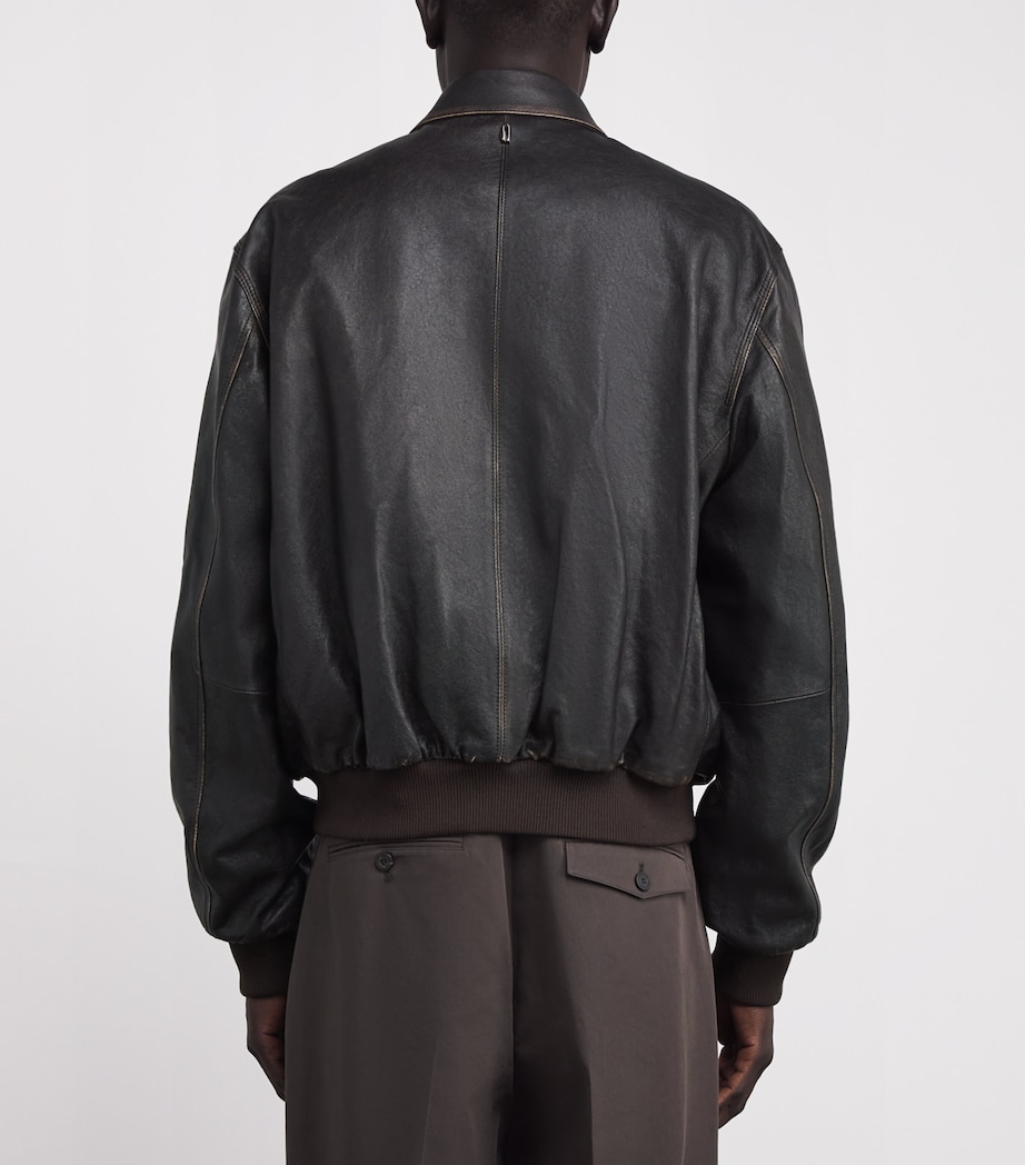 Leather Bomber Jacket BROWN Image 4