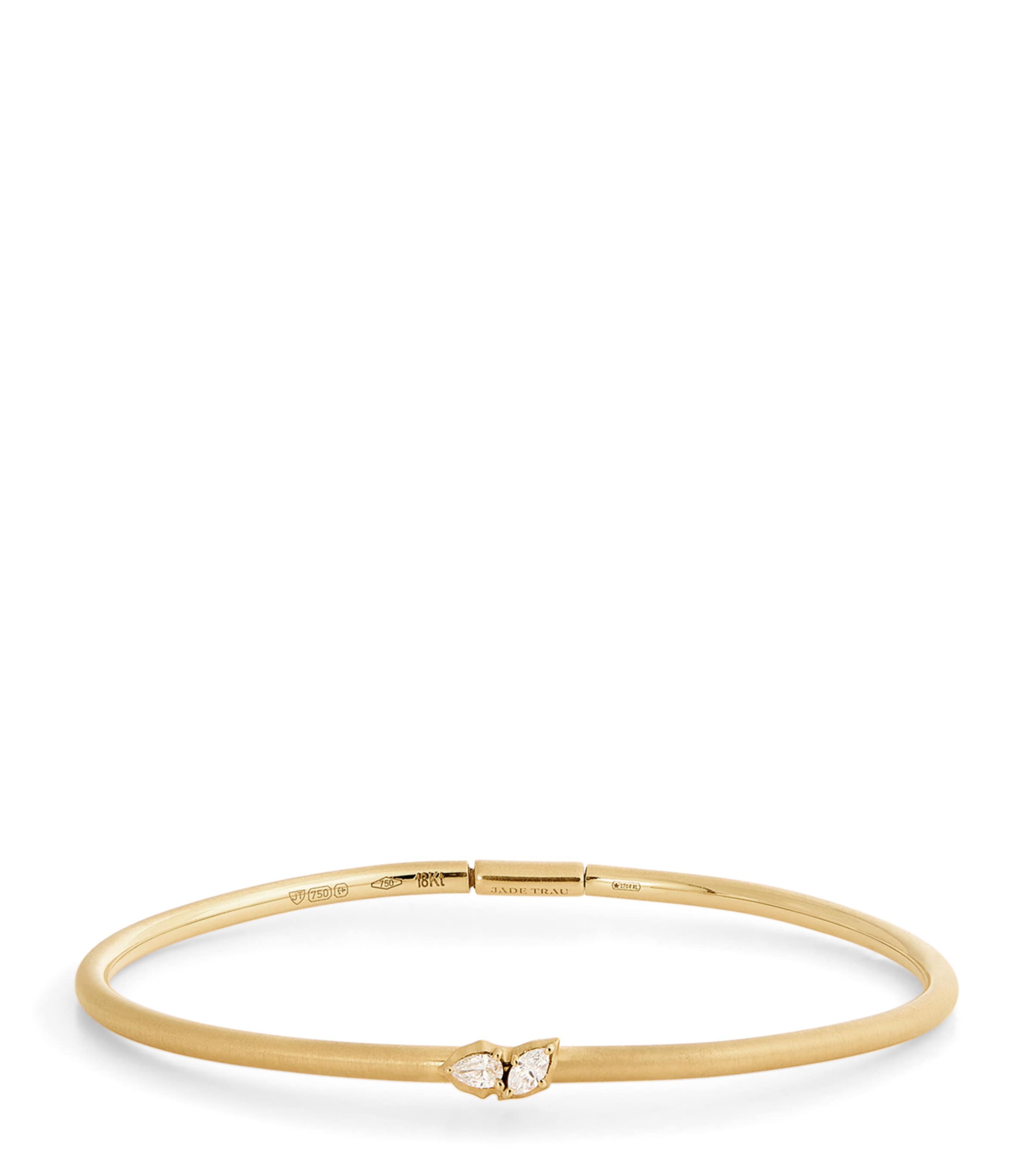 Jade Trau Medium Yellow Gold And Diamond Plié Posey Bangle In Gold