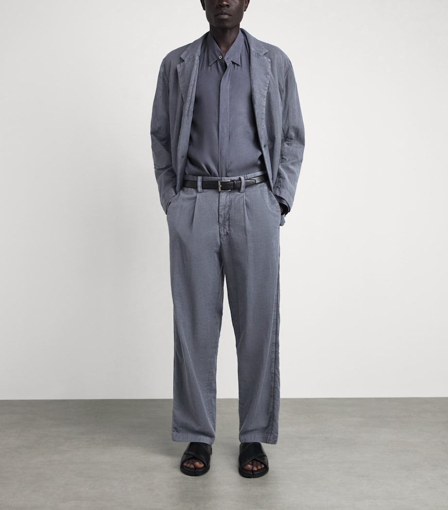IM MEN Mens Cotton Pigment-Dyed Trousers Charcoal Gray Image 2
