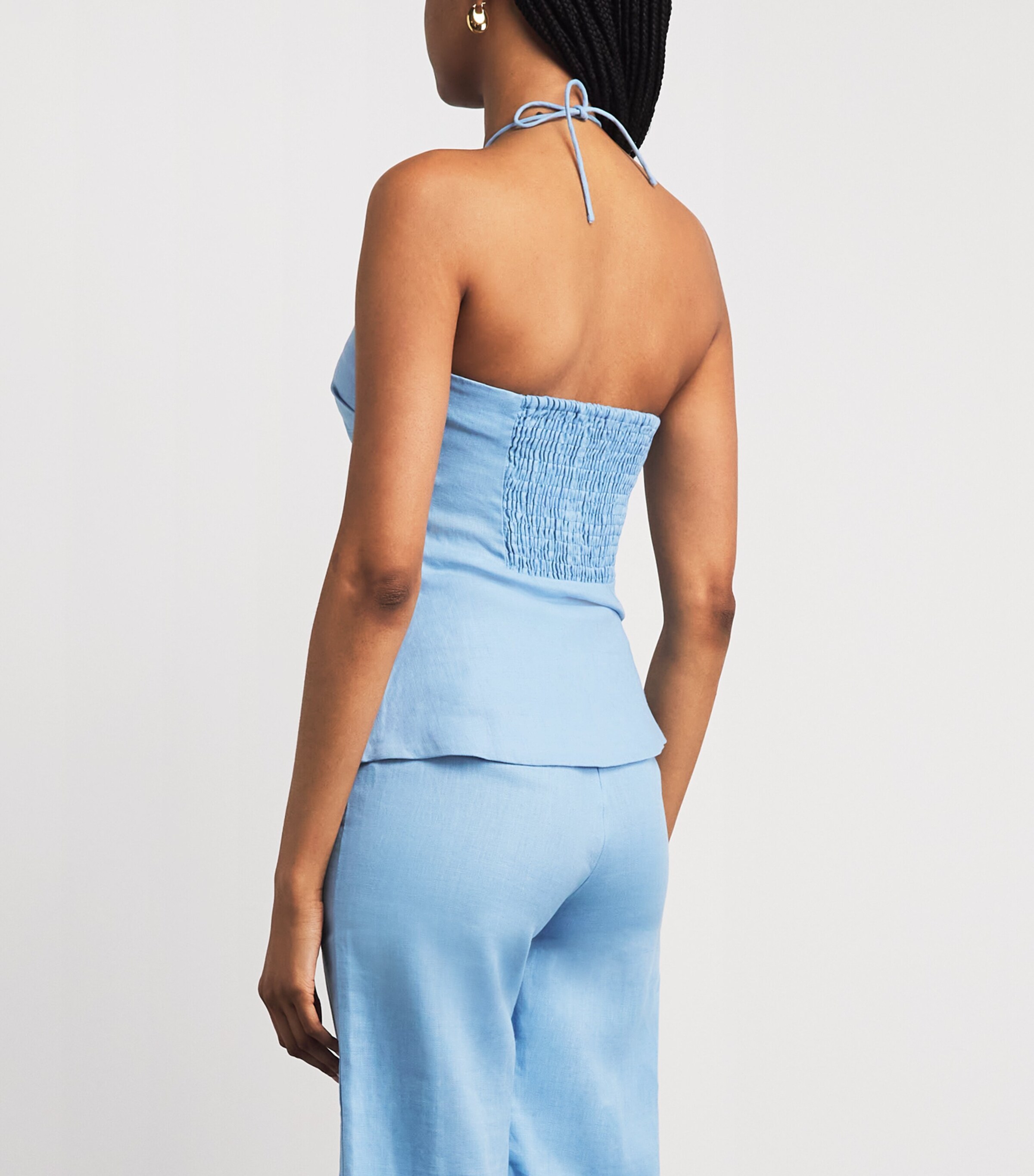 Faithfull The Brand Womens Linen Natalia Top Sky Blue Image 5