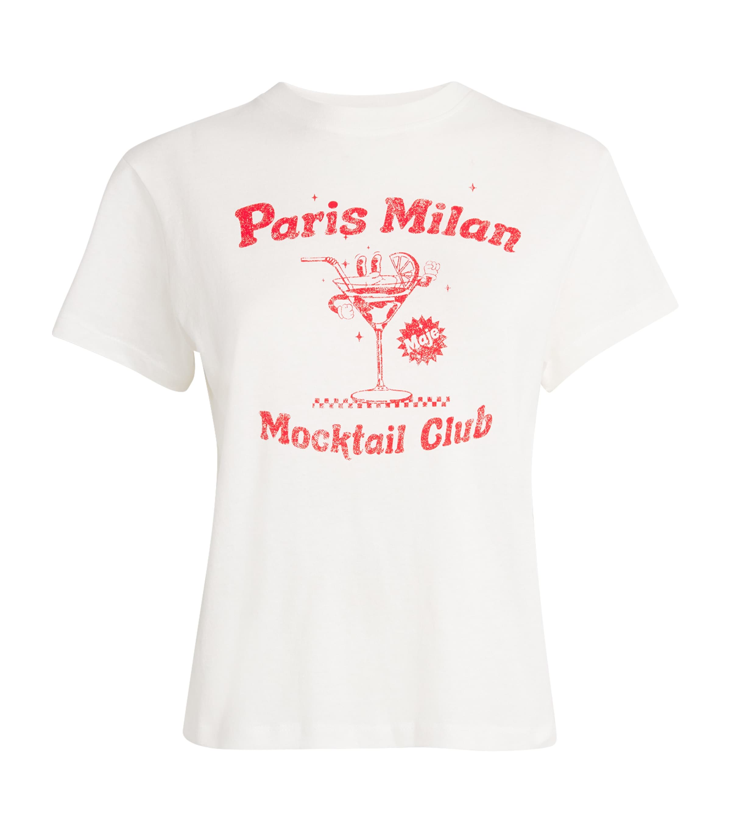 Maje Cotton Graphic T-shirt In White