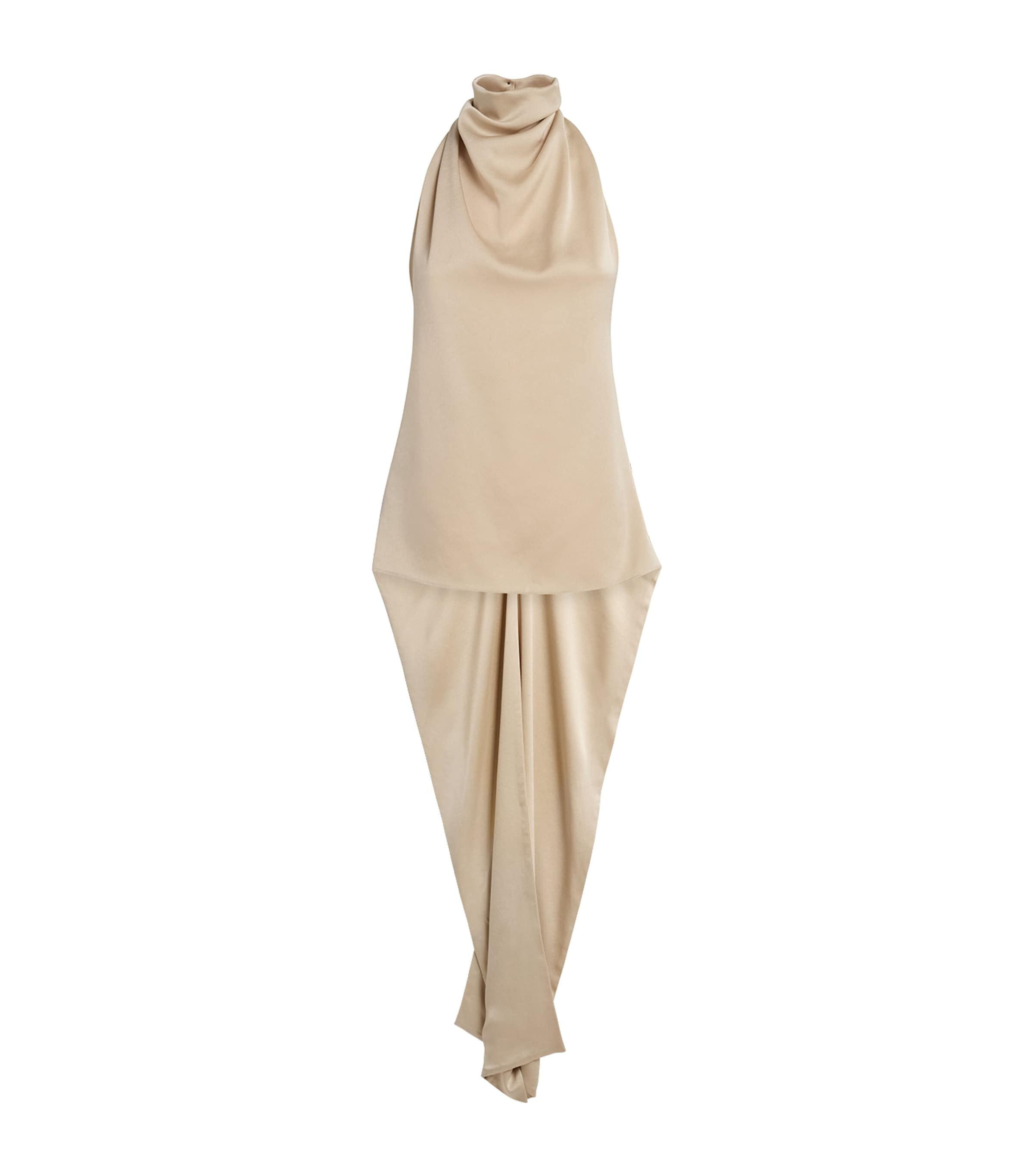 Satin Halterneck Cartia Top OYSTER Image 1