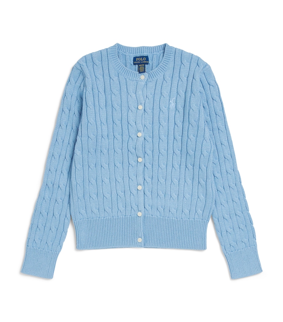 Ralph Lauren Kids Cotton-Blend Cable-Knit Sparkle Cardigan (2-6 Years) Blue Image 1