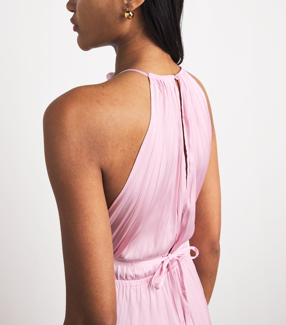 Maje Womens Satin Pleated Maxi Dress Pink Image 5
