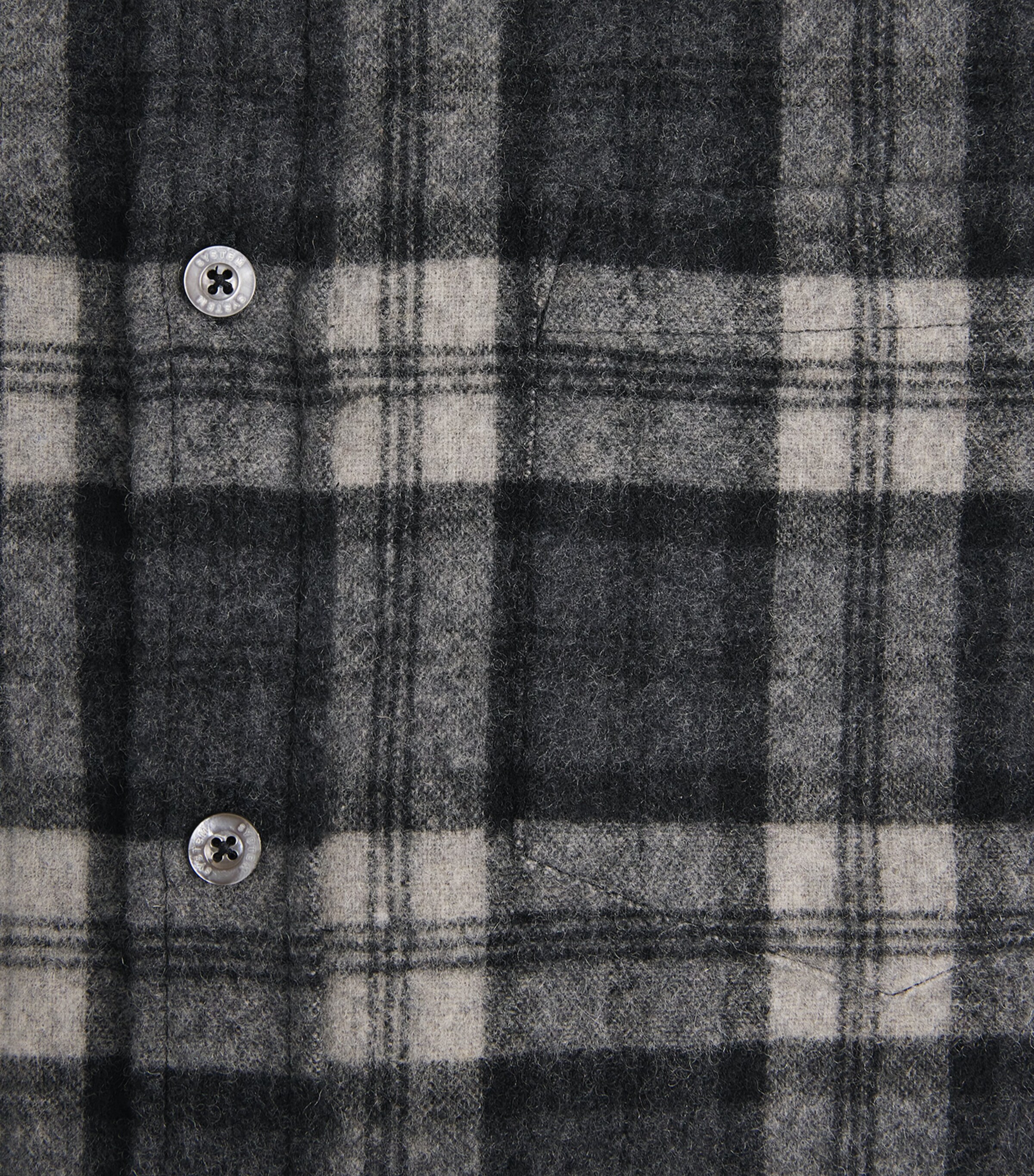 System Mens Wool-Blend Check Shirt Dark Grey Image 6