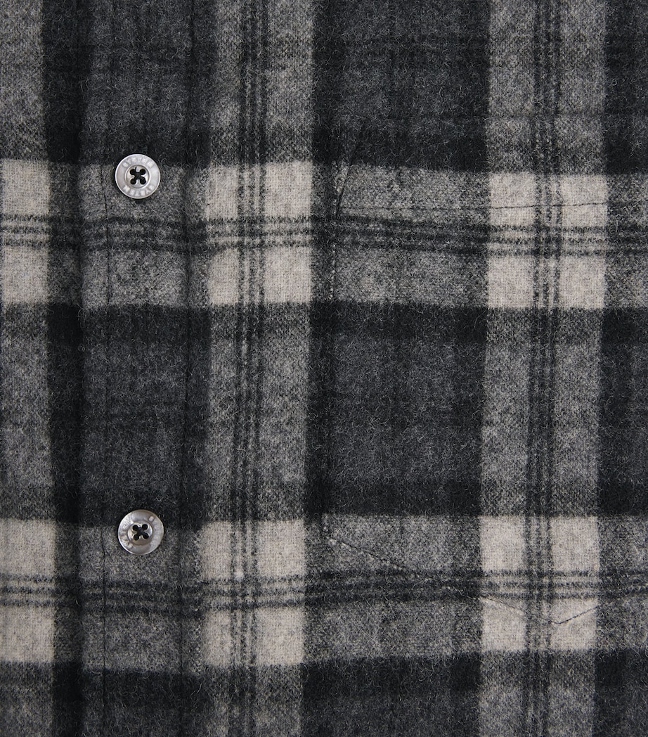 System Mens Wool-Blend Check Shirt Dark Grey Image 6