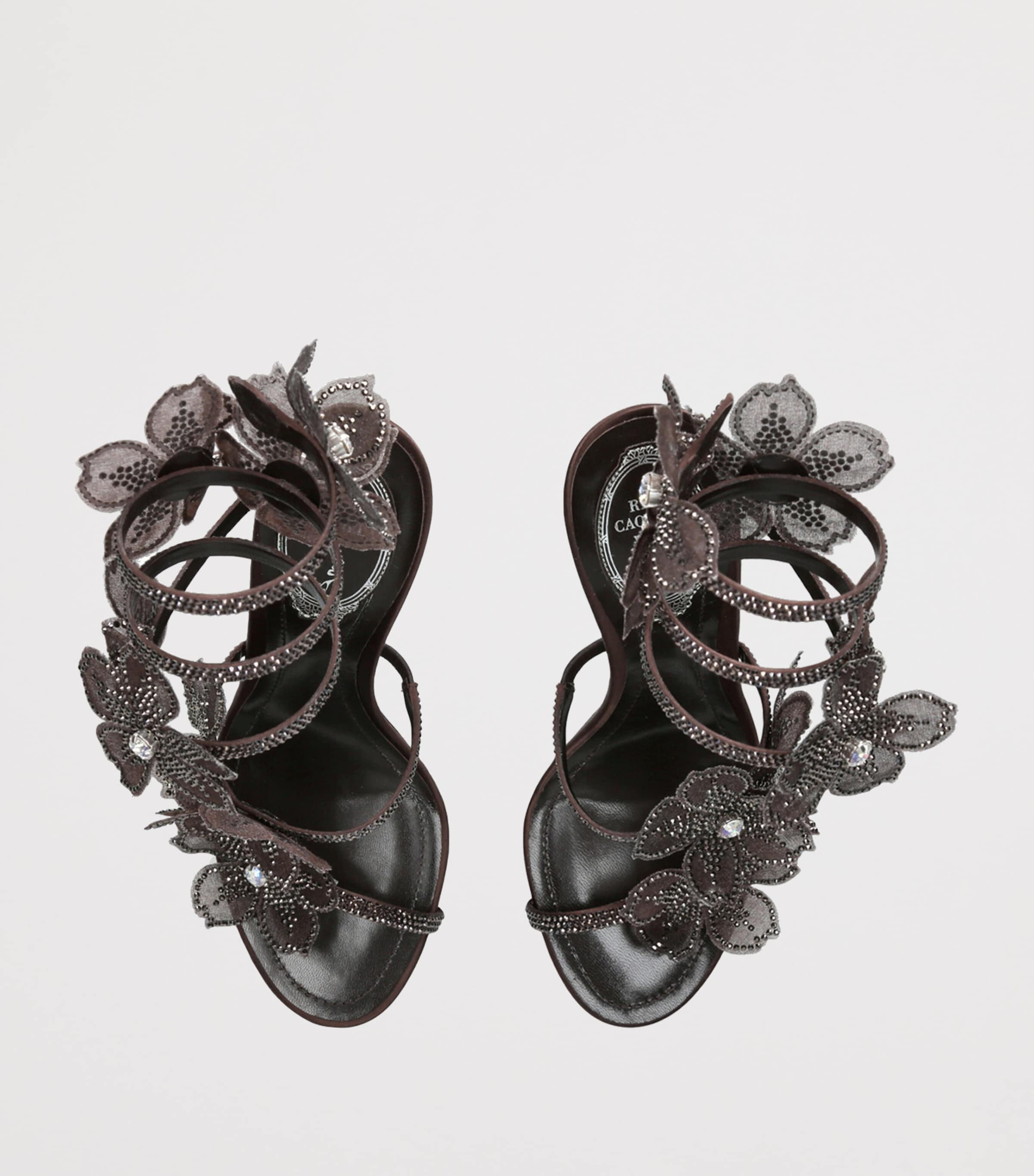 Satin Floral Cleo Sandals 105 DARK BROWN Image 4