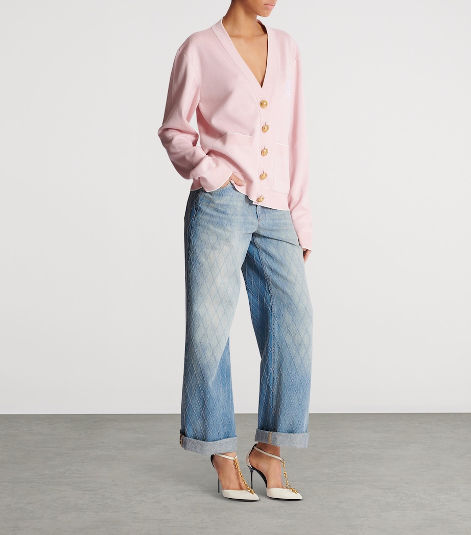 Silk-Cotton Embroidered Cardigan OIN ROSE/ BLANC Image 3