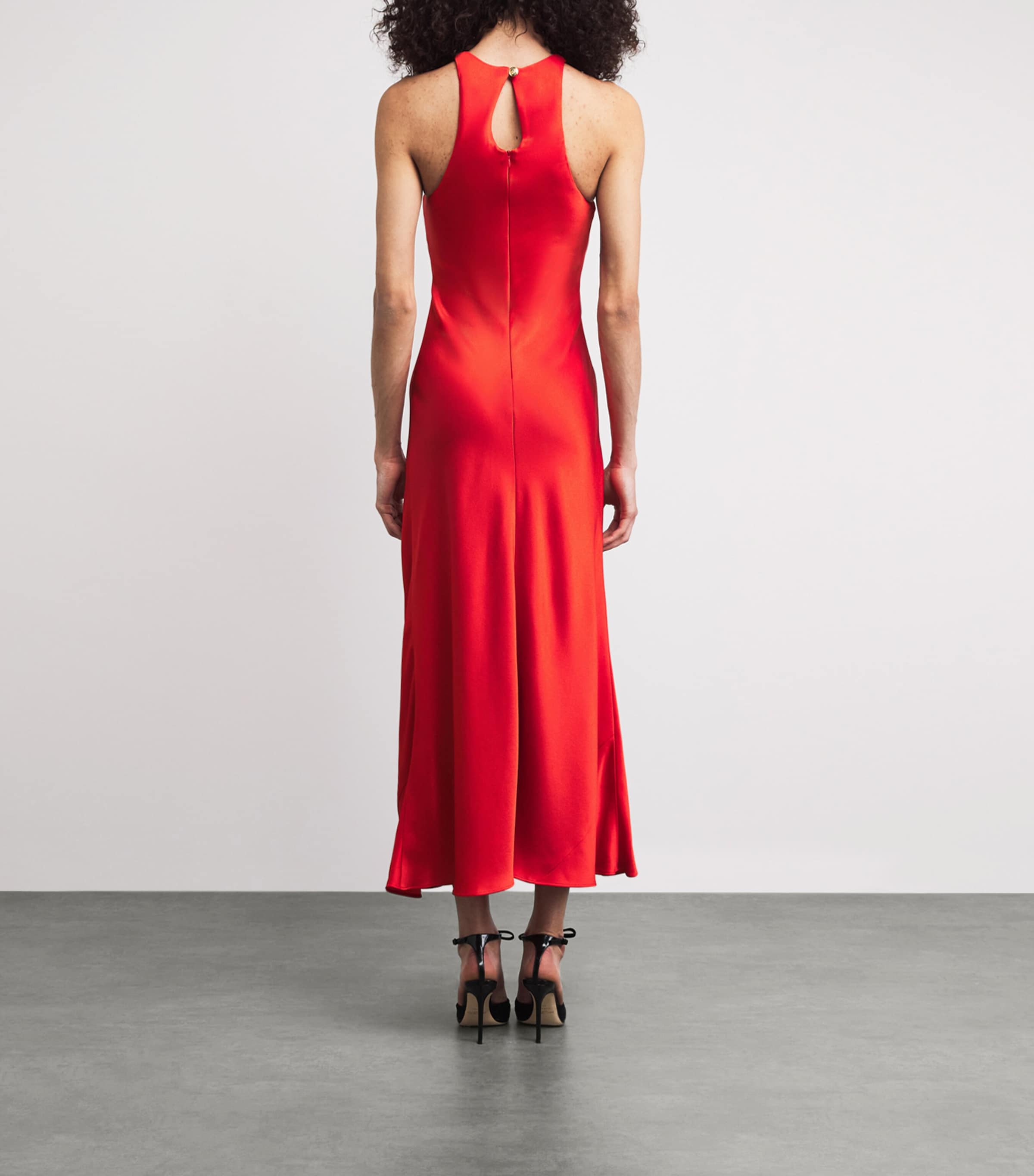 Blazé Milano Womens Satin Novalis Skyros Midi Dress Crab Image 4