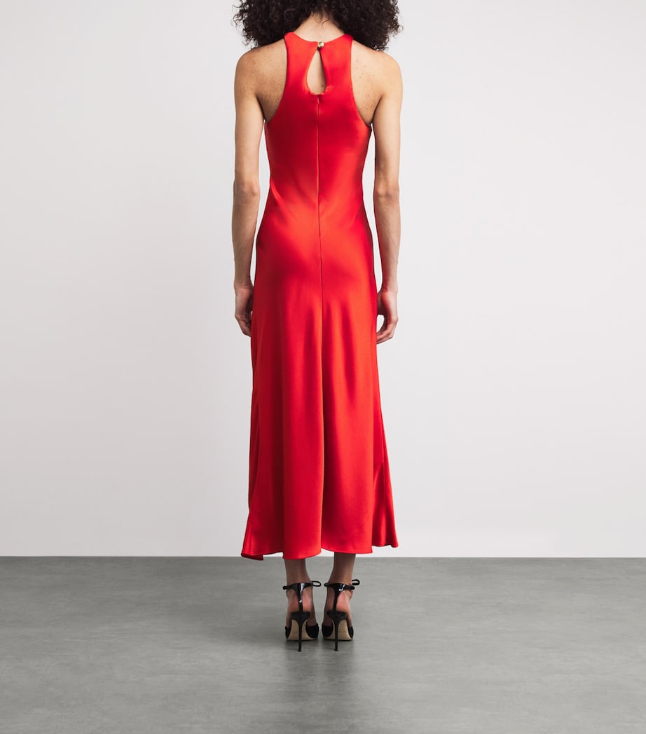 Blazé Milano Womens Satin Novalis Skyros Midi Dress Crab Image 4