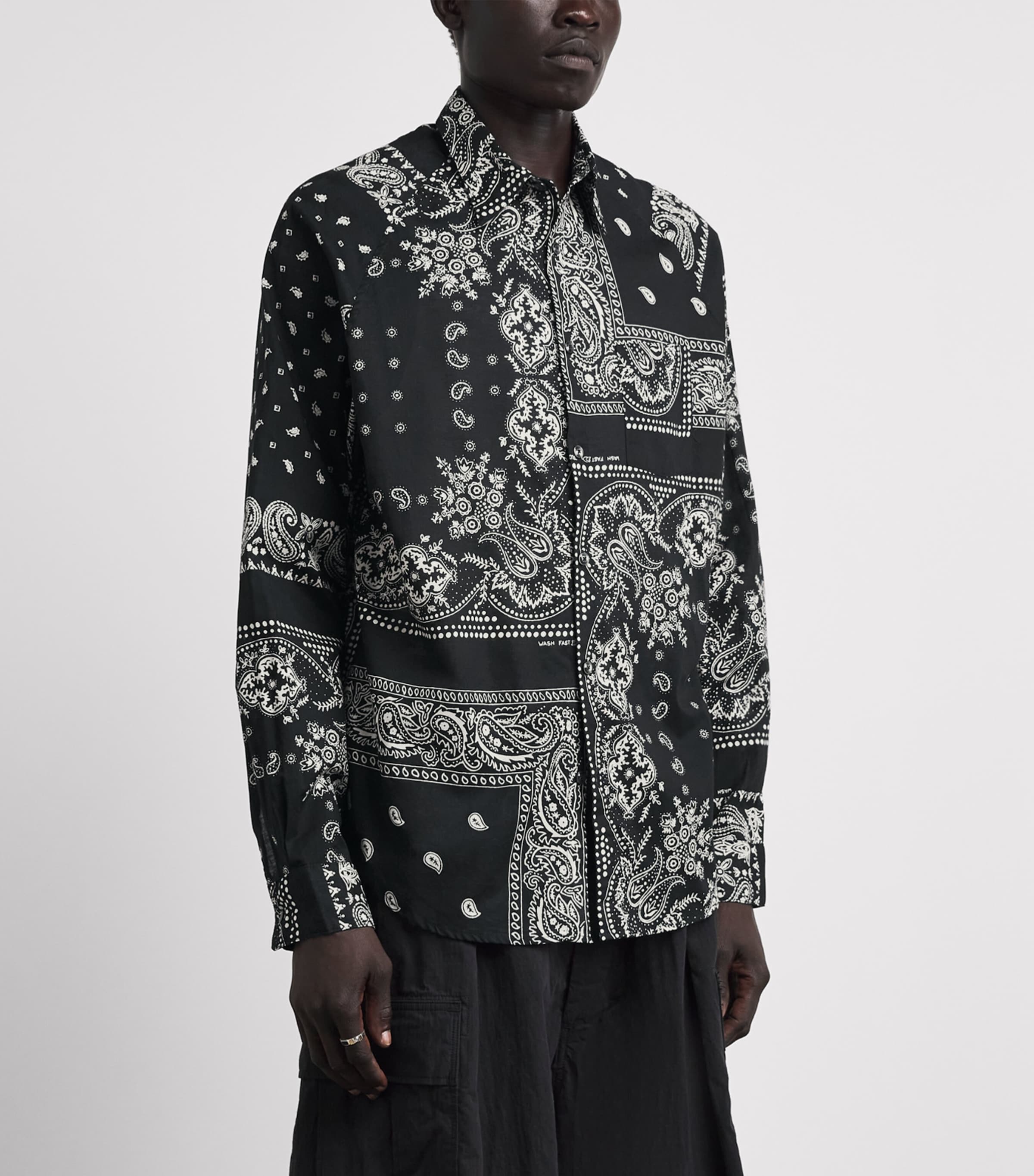 Kapital Mens Cotton Paisley Bandana Patchwork Shirt Black Image 4