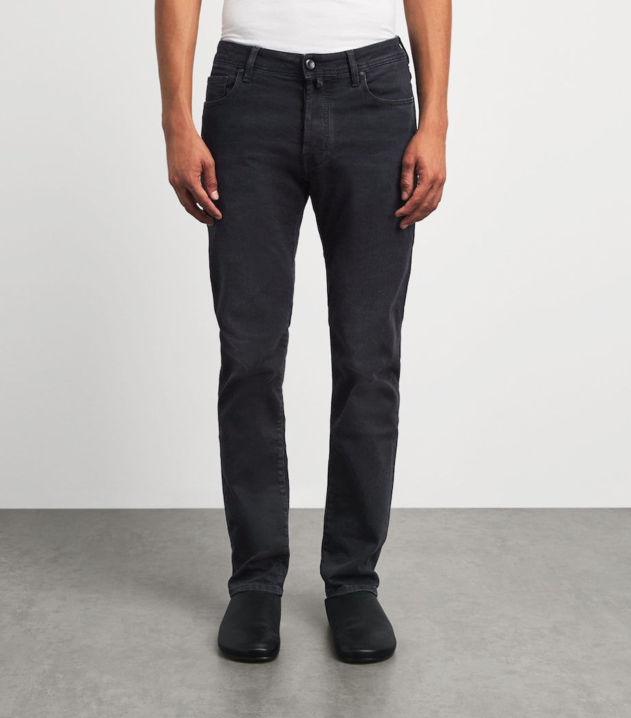 Jacob Cohën Mens Cotton-Modal Bard Slim Jeans Dark Black Image 4