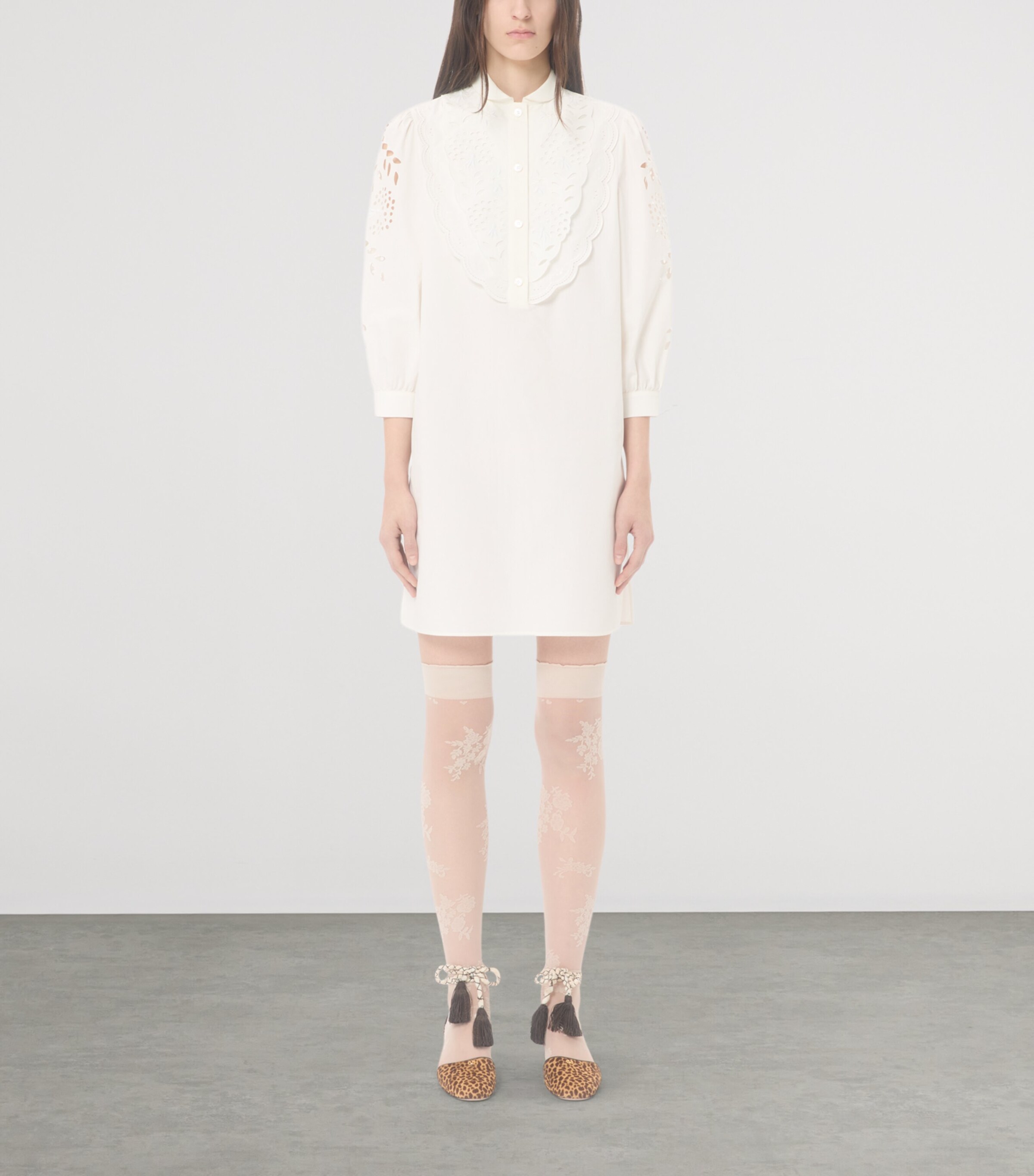 Valentino Womens Cotton Eyelet Lace Mini Dress Image 2