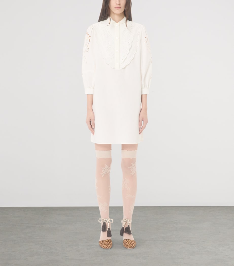 Valentino Womens Cotton Eyelet Lace Mini Dress Image 2