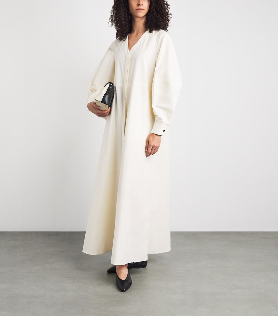 RETORI Womens Cotton Poplin Maxi Shirt Dress White Image 2