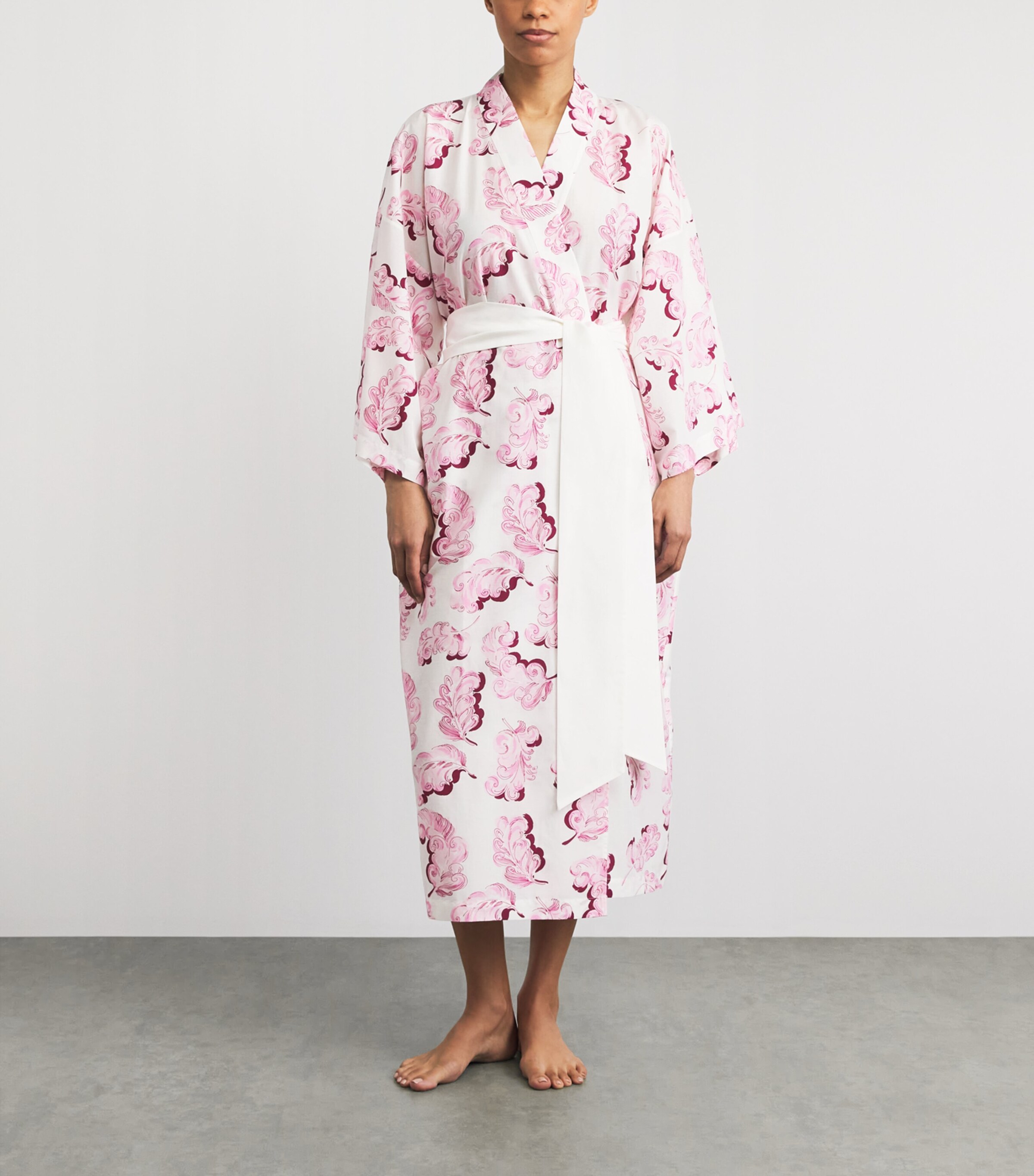 Olivia von Halle Womens Cotton-Silk Amaya Midi Robe Plume Image 2