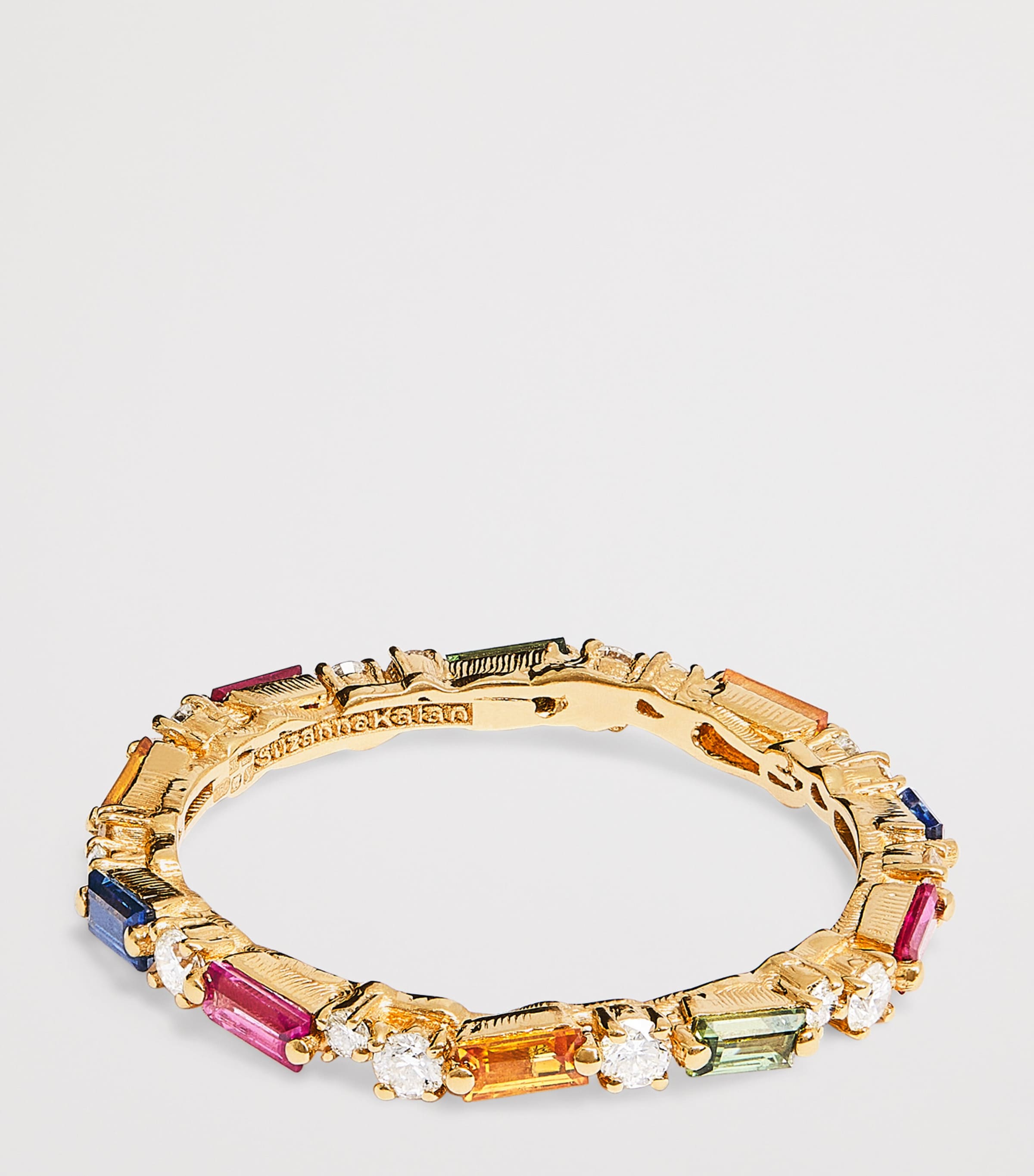 Suzanne Kalan Yellow Gold, Diamond and Rainbow Sapphire Thin Mix Eternity Ring Yg/rs Image 4