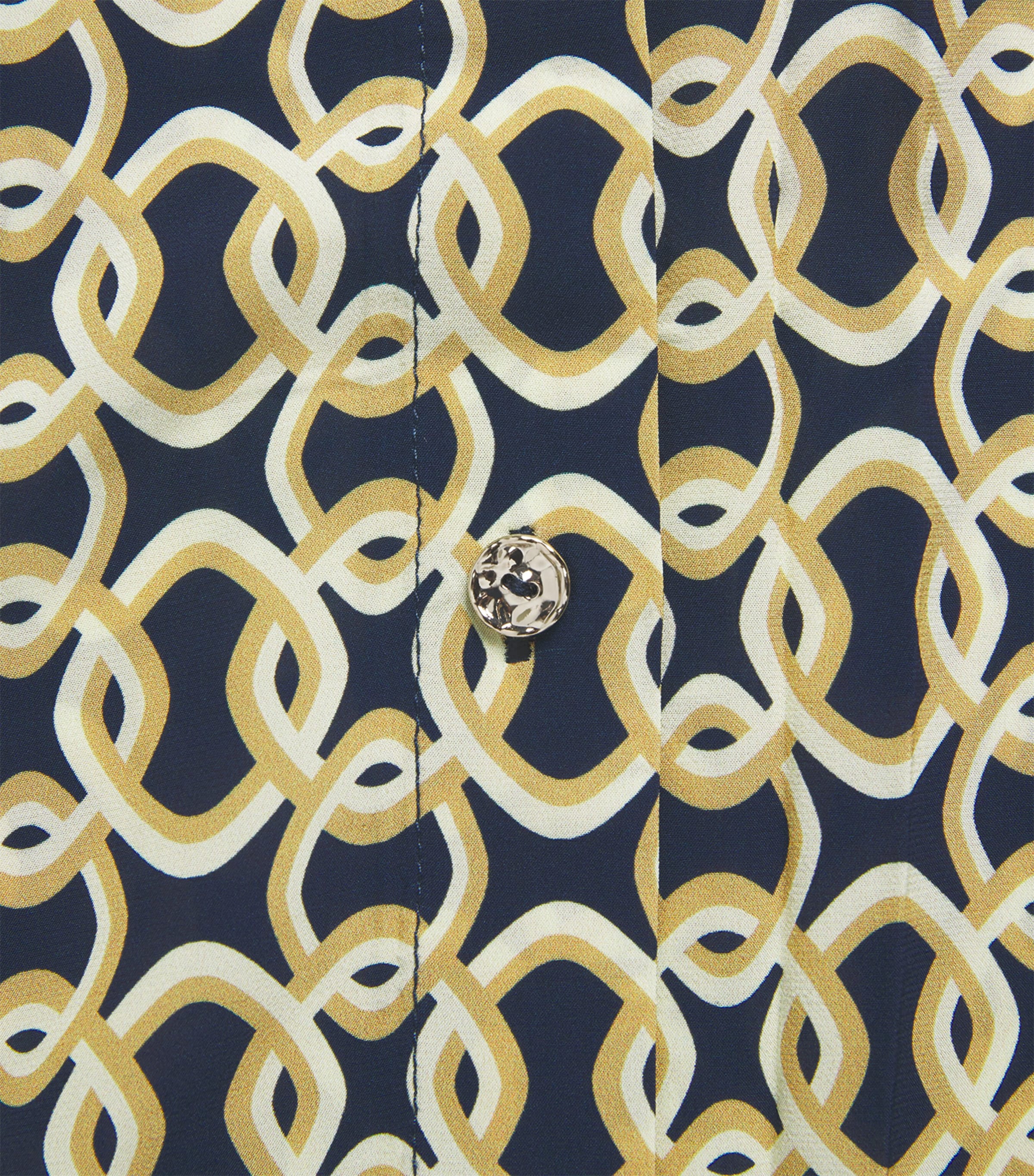 AWAY THAT DAY Womens Geometric St. Barts Shirt Navy/gold Link Prnt Image 6