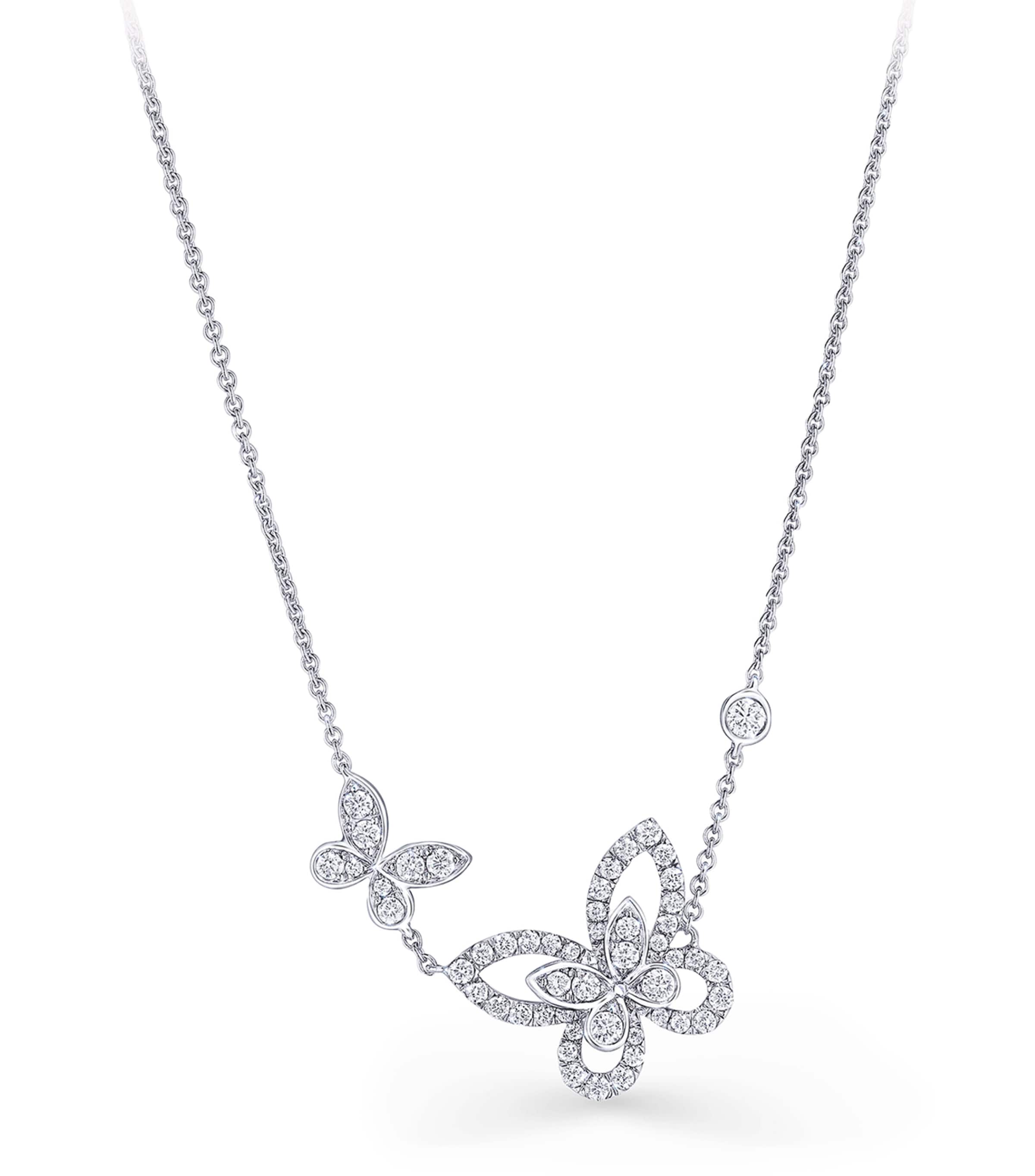 White Gold and Diamond Butterfly Necklace WHITE GOLD Image 1