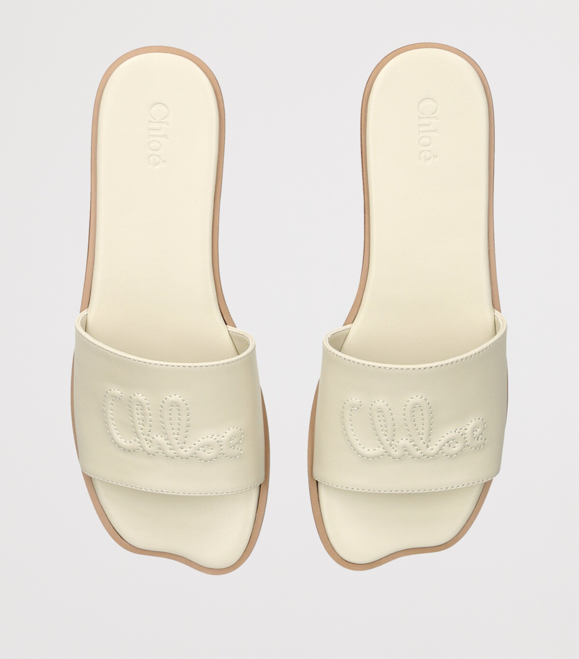 Chloé Leather Soleil Slides White Image 4
