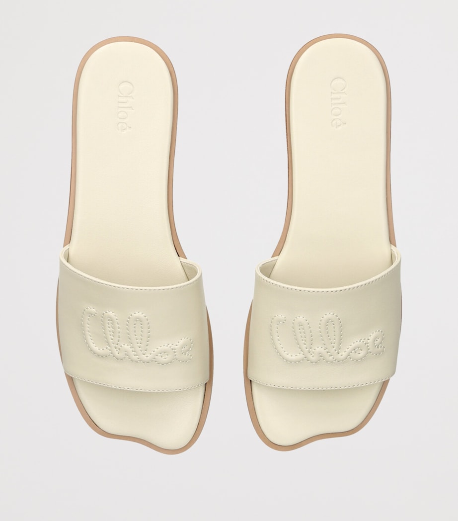 Chloé Leather Soleil Slides White Image 4