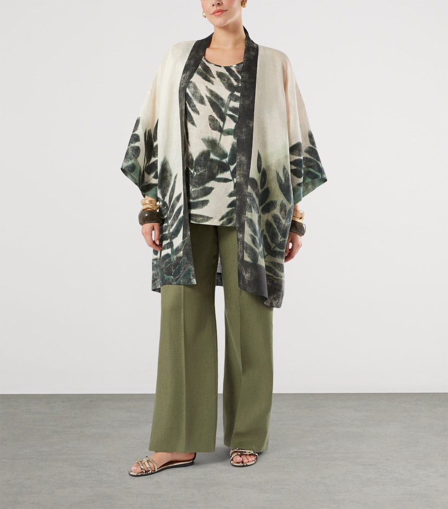 Marina Rinaldi Womens Linen Canvas Sleeveless Top Olive Green Image 2