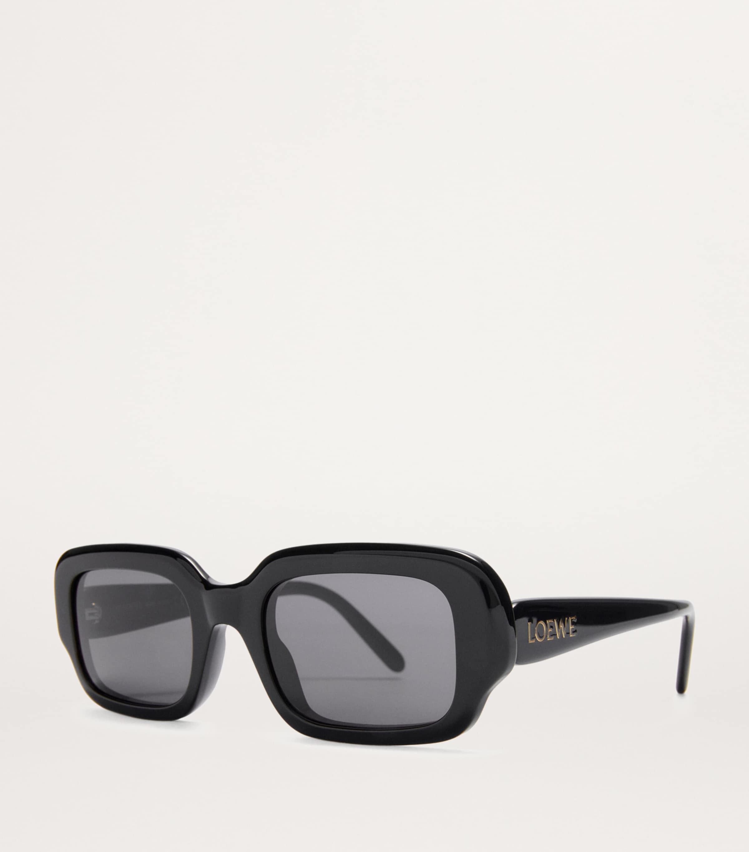 Acetate Rectangular Slim Sunglasses BLACK Image 2