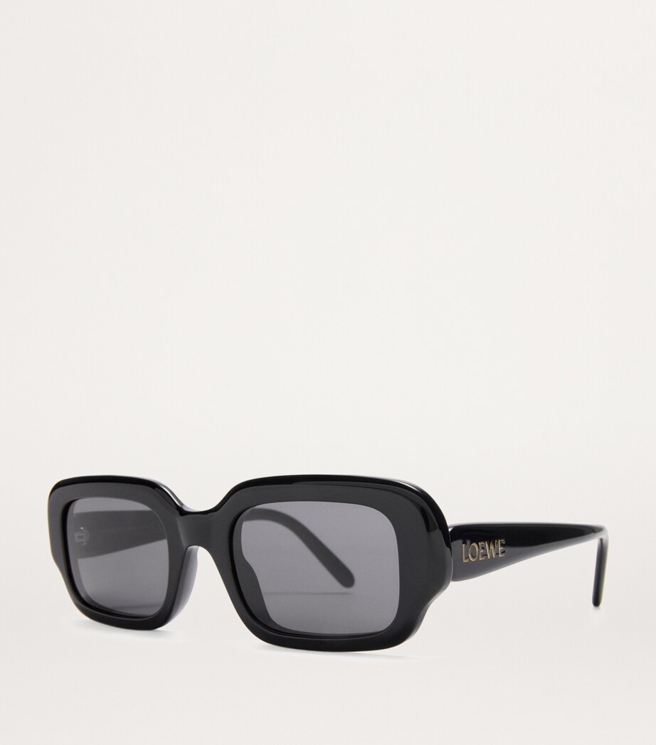 Acetate Rectangular Slim Sunglasses BLACK Image 2